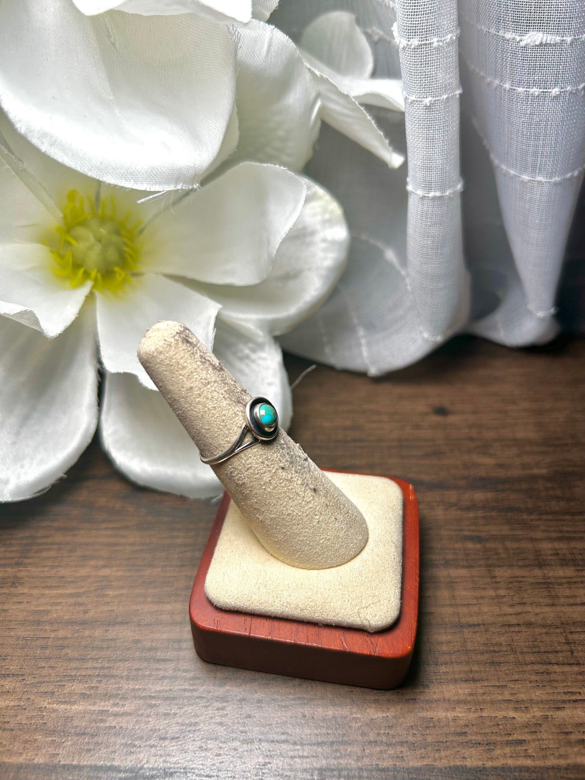 Navajo Made Kingman Turquoise & Sterling Silver Ring