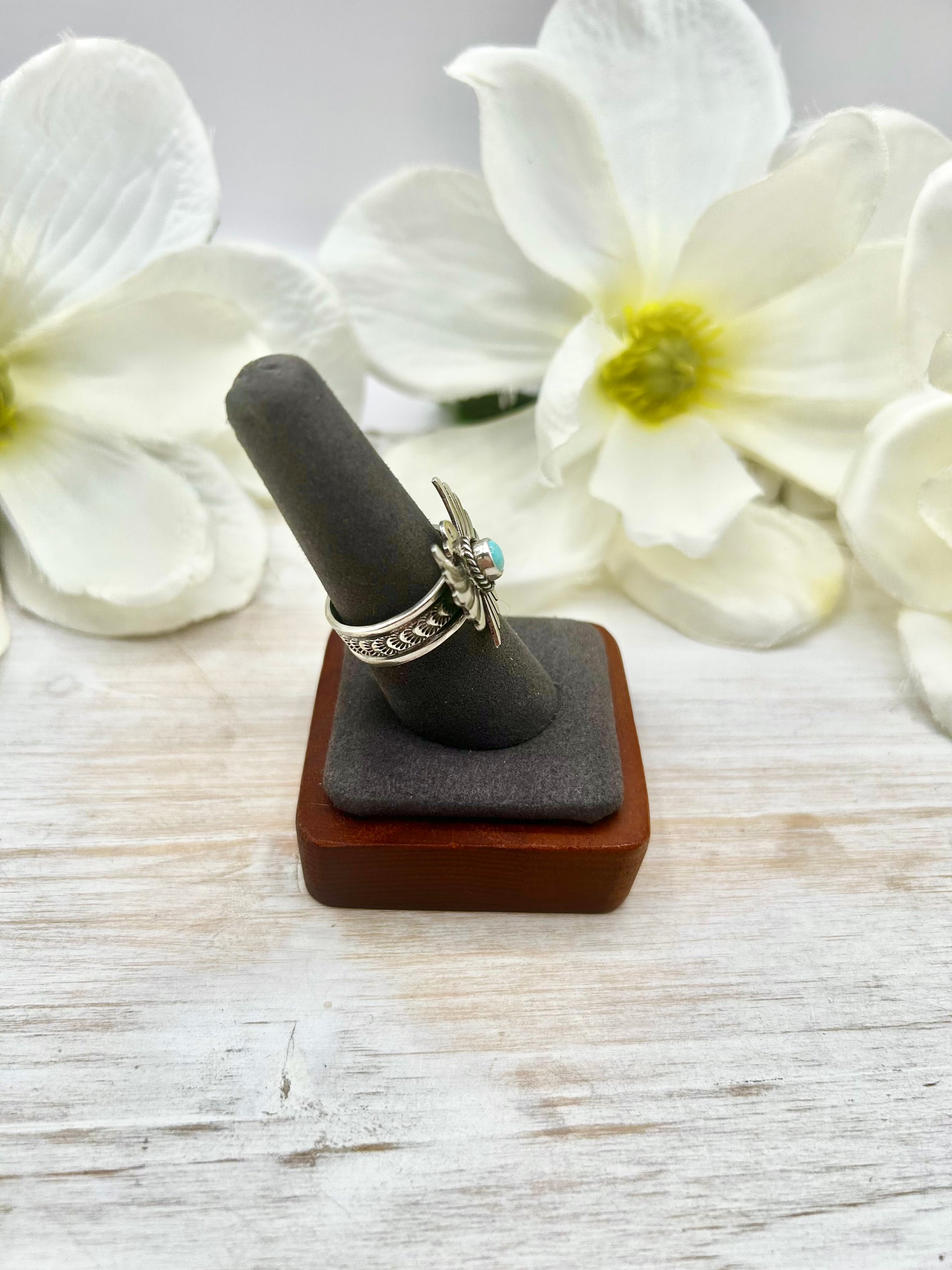 Dalange Reeves Kingman Turquoise & Sterling Silver Ring Size 8.5