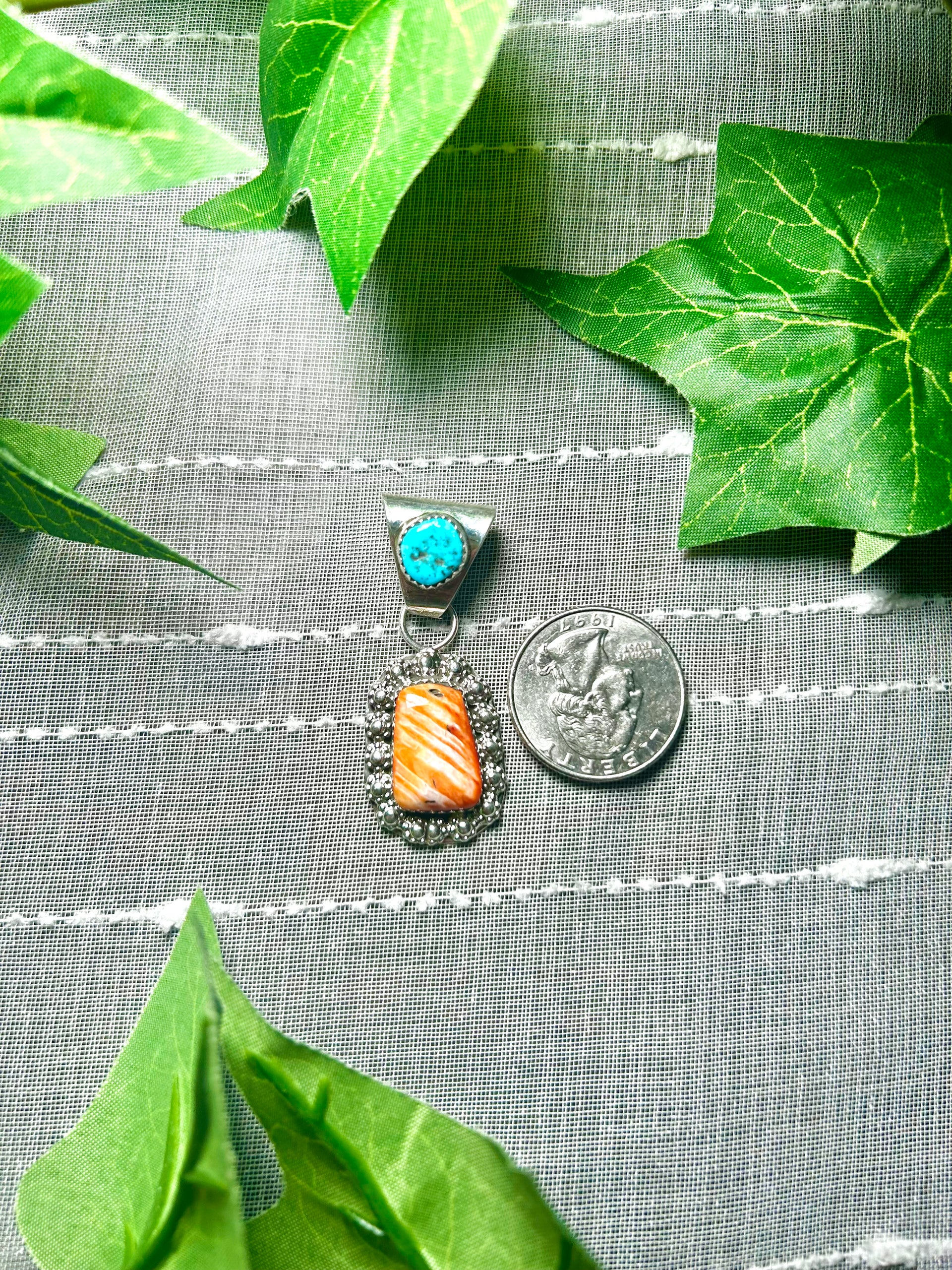 Navajo Made Multi Stone & Sterling Silver Pendant
