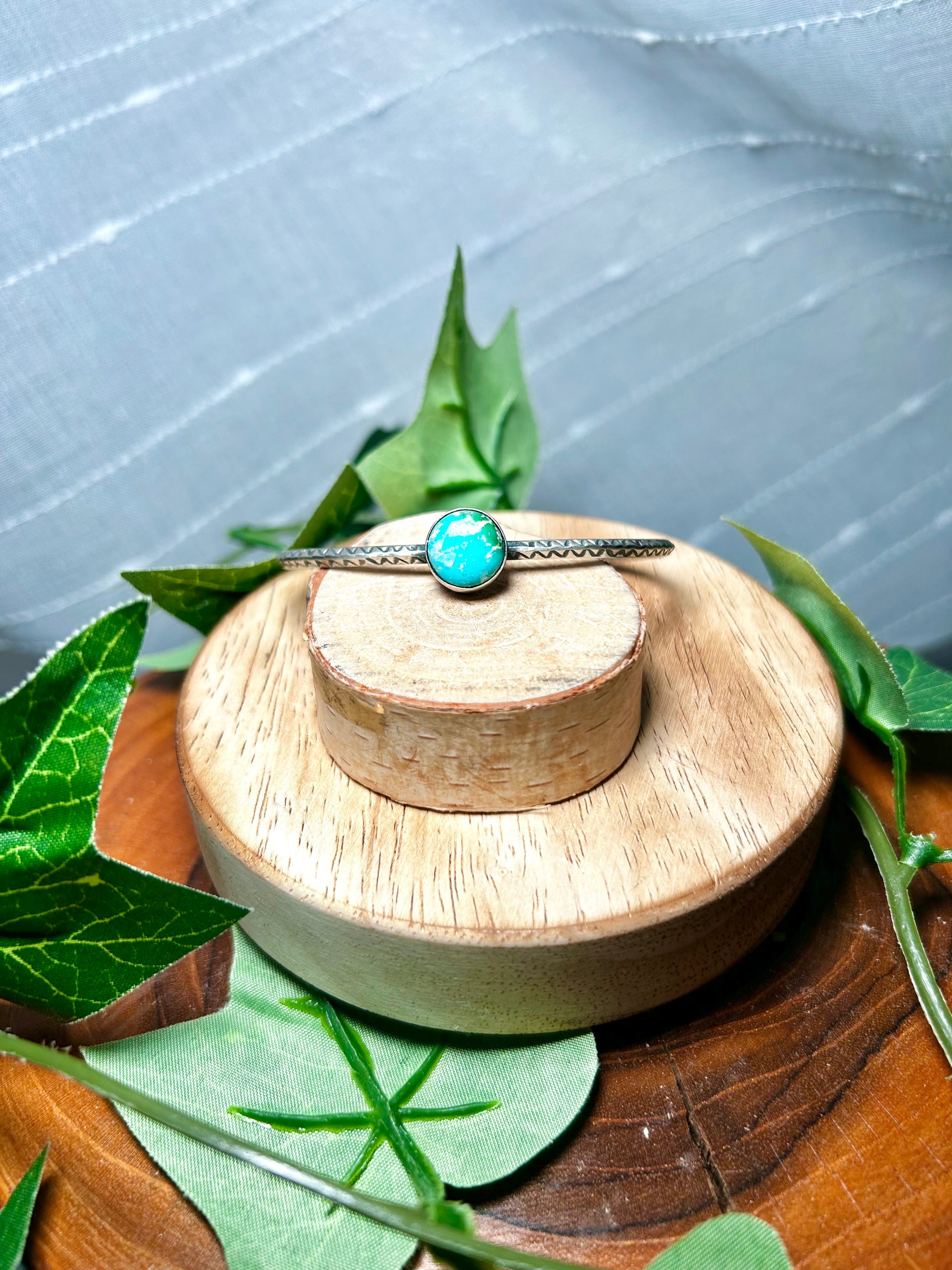 Navajo Made Sonoran Mountain Turquoise & Sterling Silver Cuff Bracelet