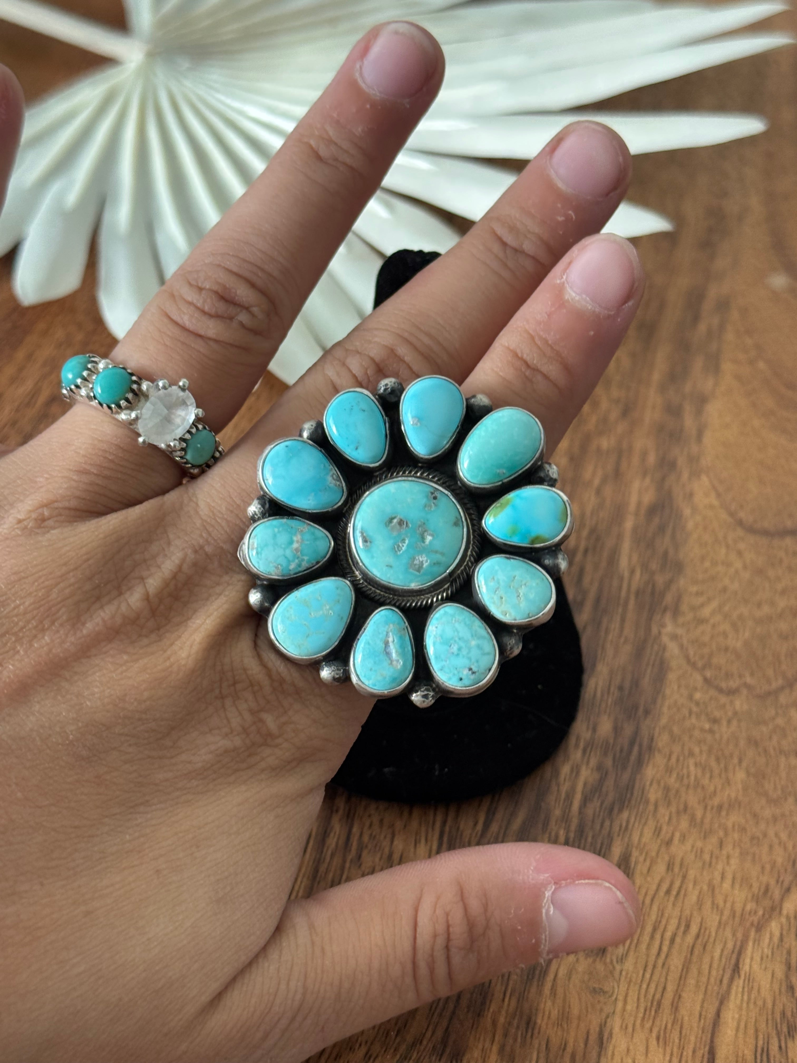 Ella Peters White Water Turquoise & Sterling Silver Ring Size 8