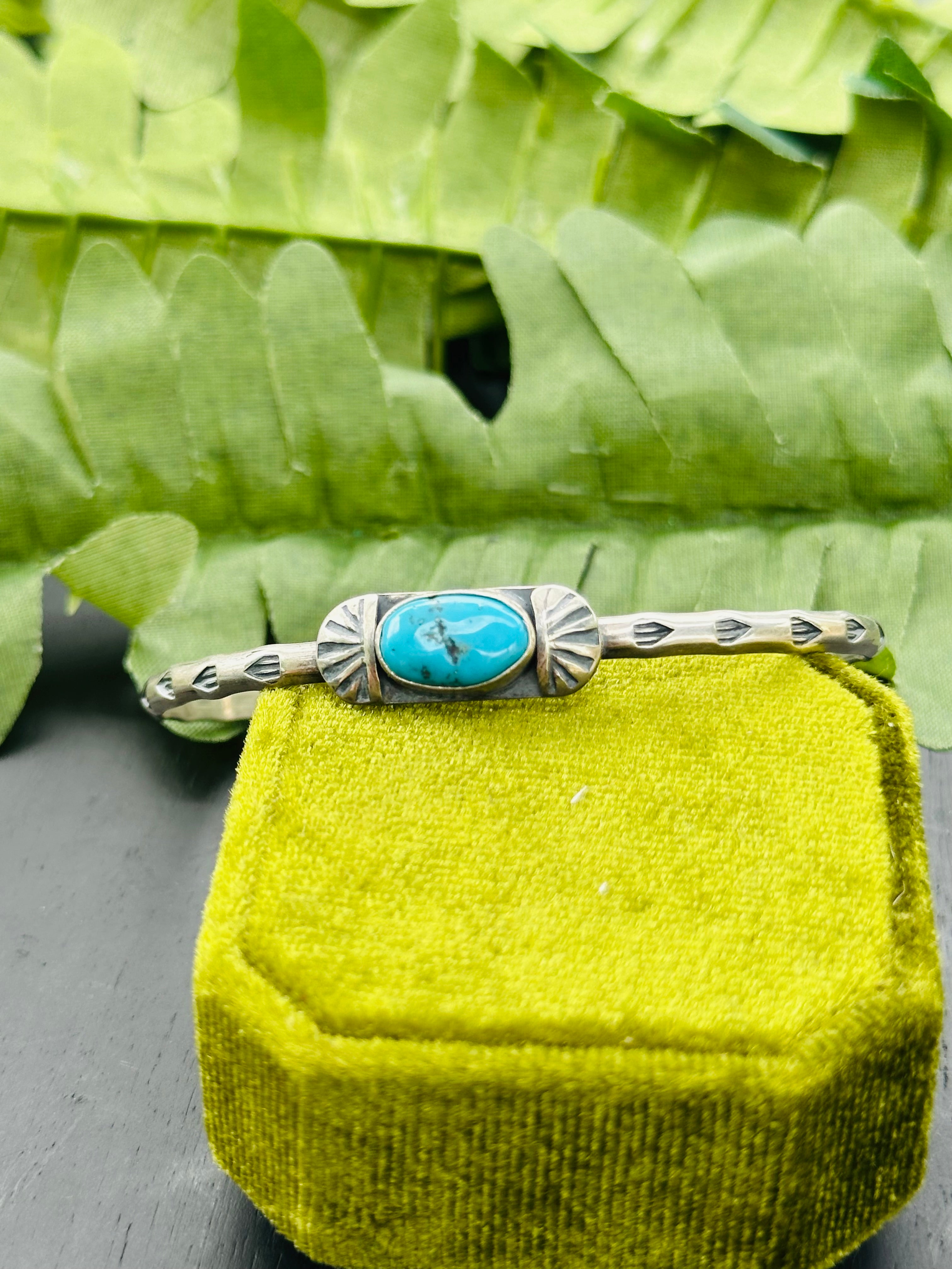 Navajo Made Kingman Turquoise & Sterling Silver Cuff Bracelet