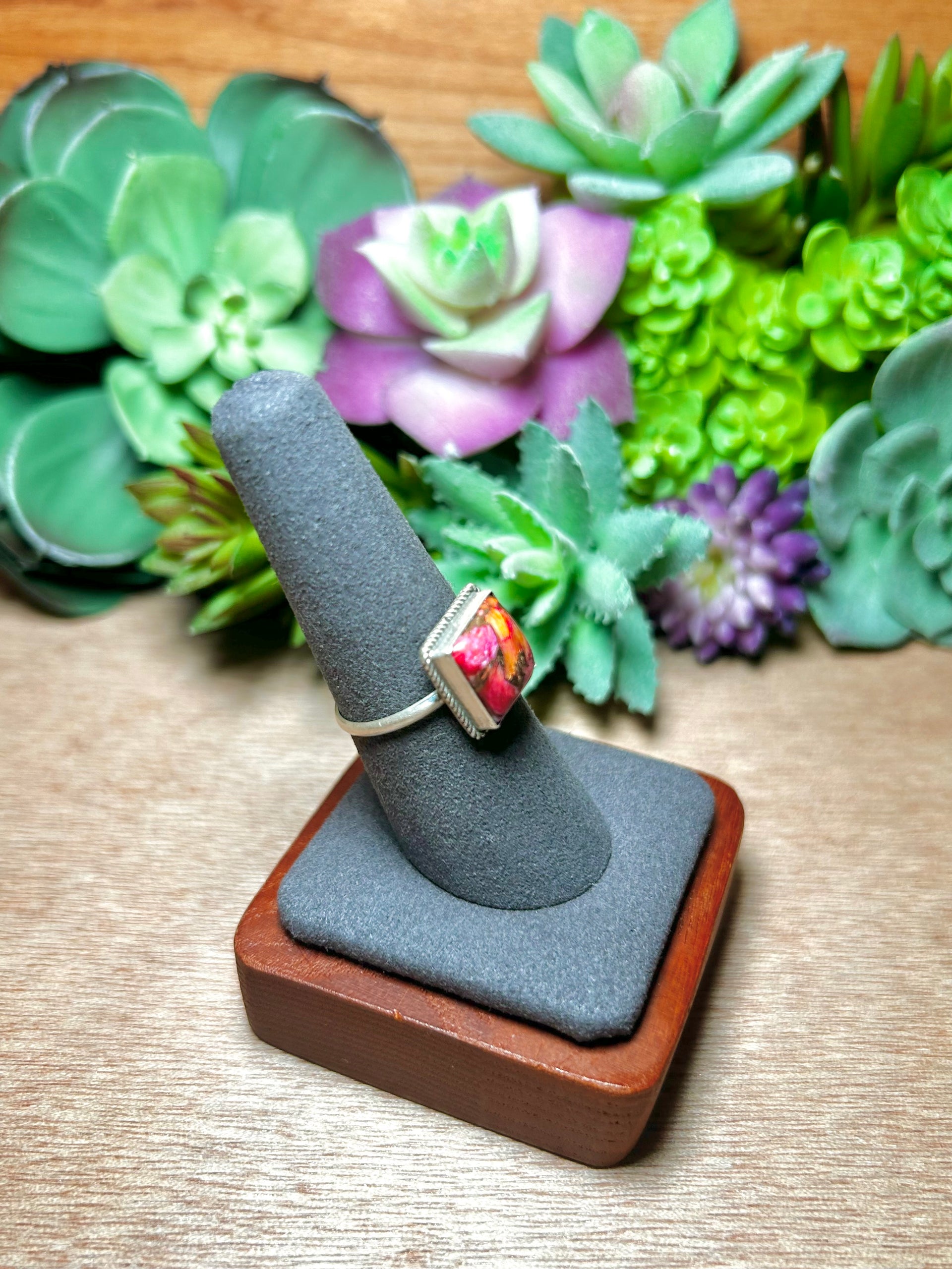 Navajo Made Mohave Turquoise & Sterling Silver Ring Size 7.75