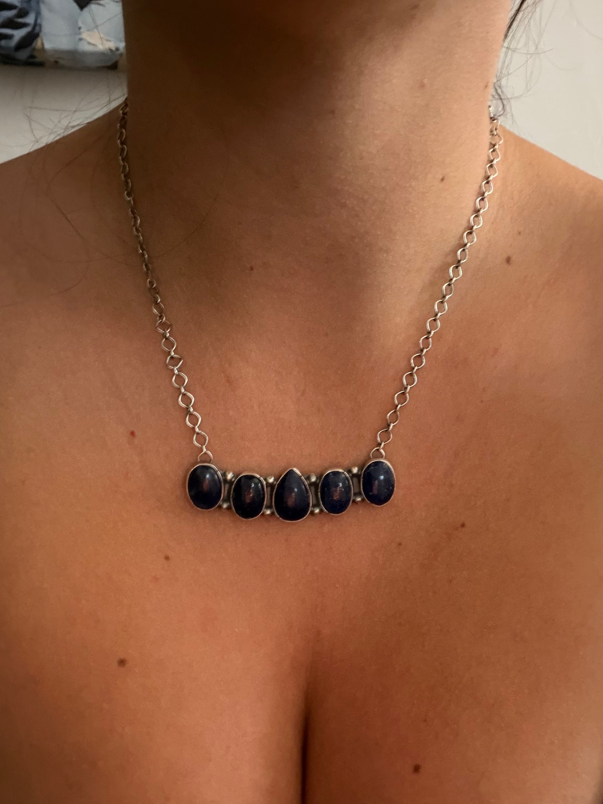 Sheila Tso Lapis & Sterling Silver Bar Necklace