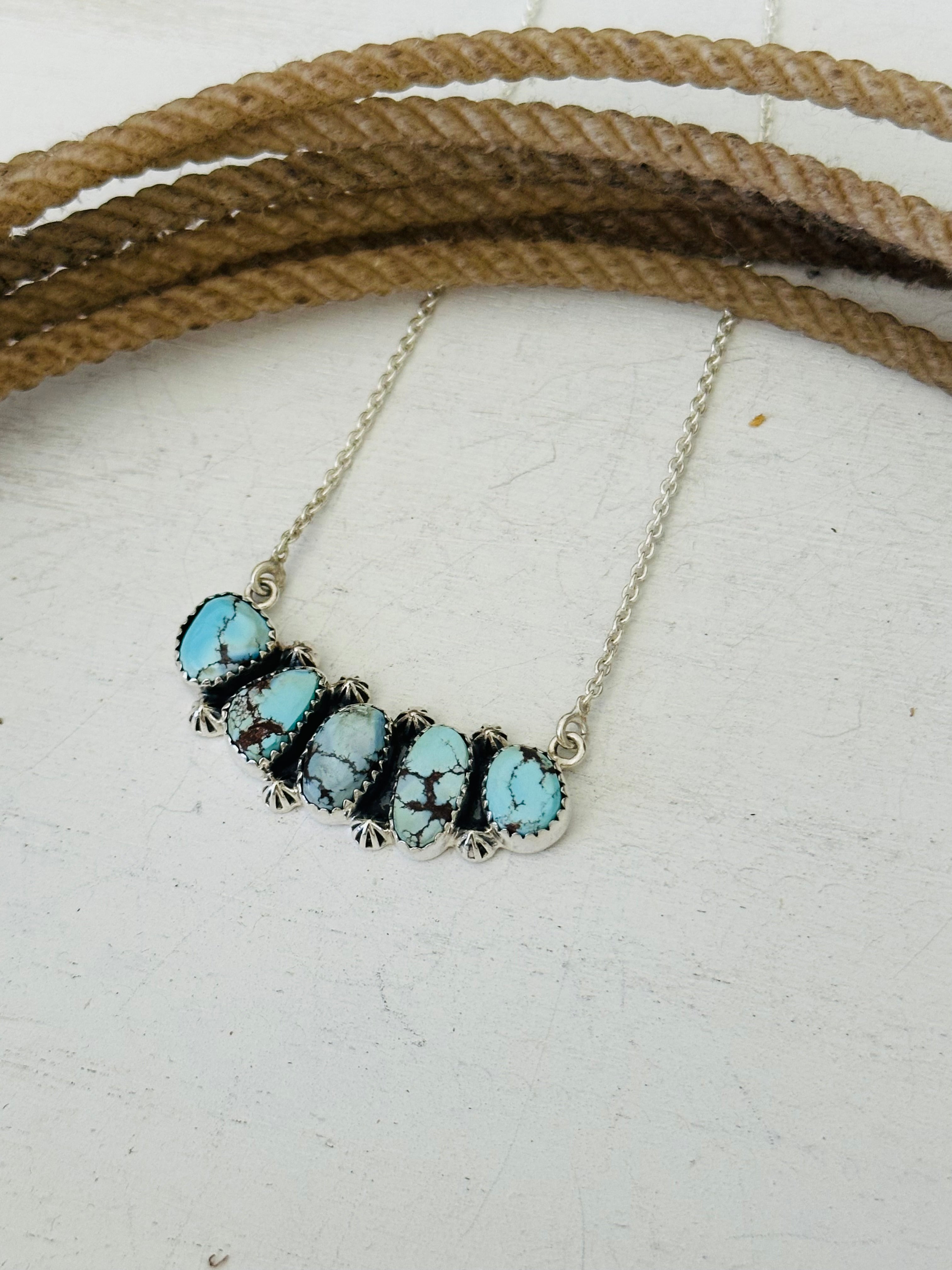 Southwest Handmade Golden Hills Turquoise & Sterling Silver Necklace