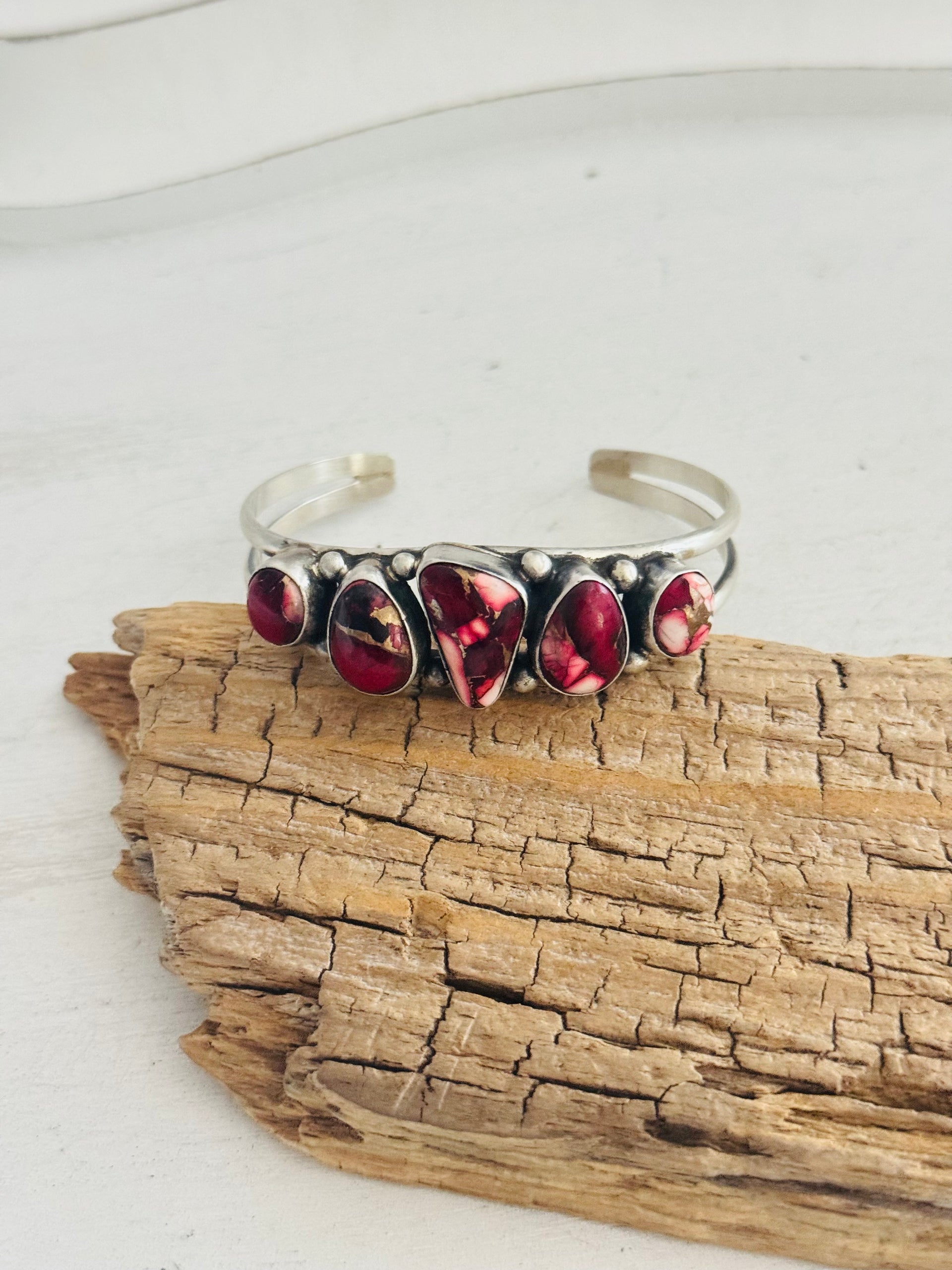 Augustine Largo Rose Dahlia Composite & Sterling Silver Cuff Bracelet