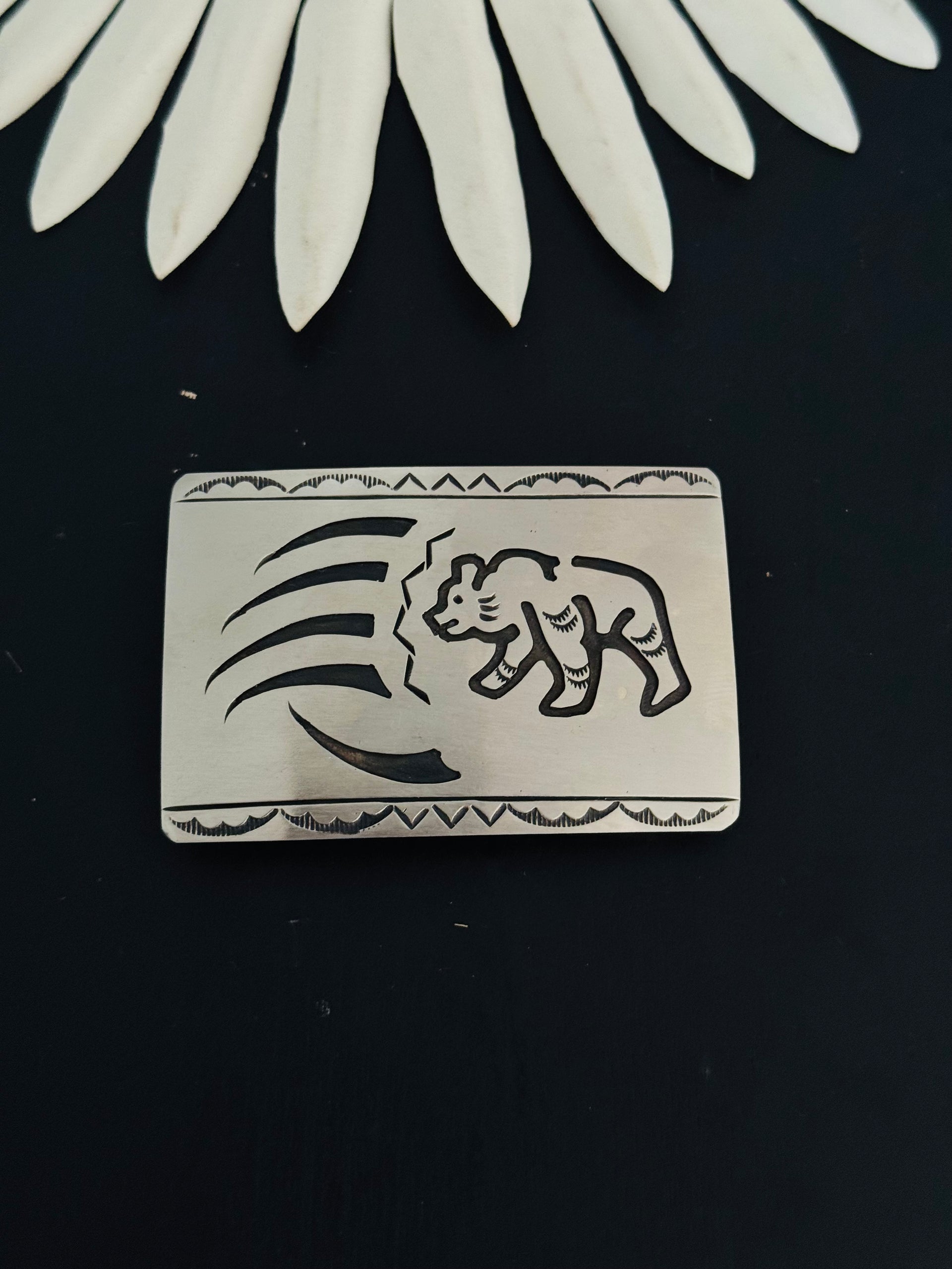 Navajo Made Sterling Silver Belt Buckle