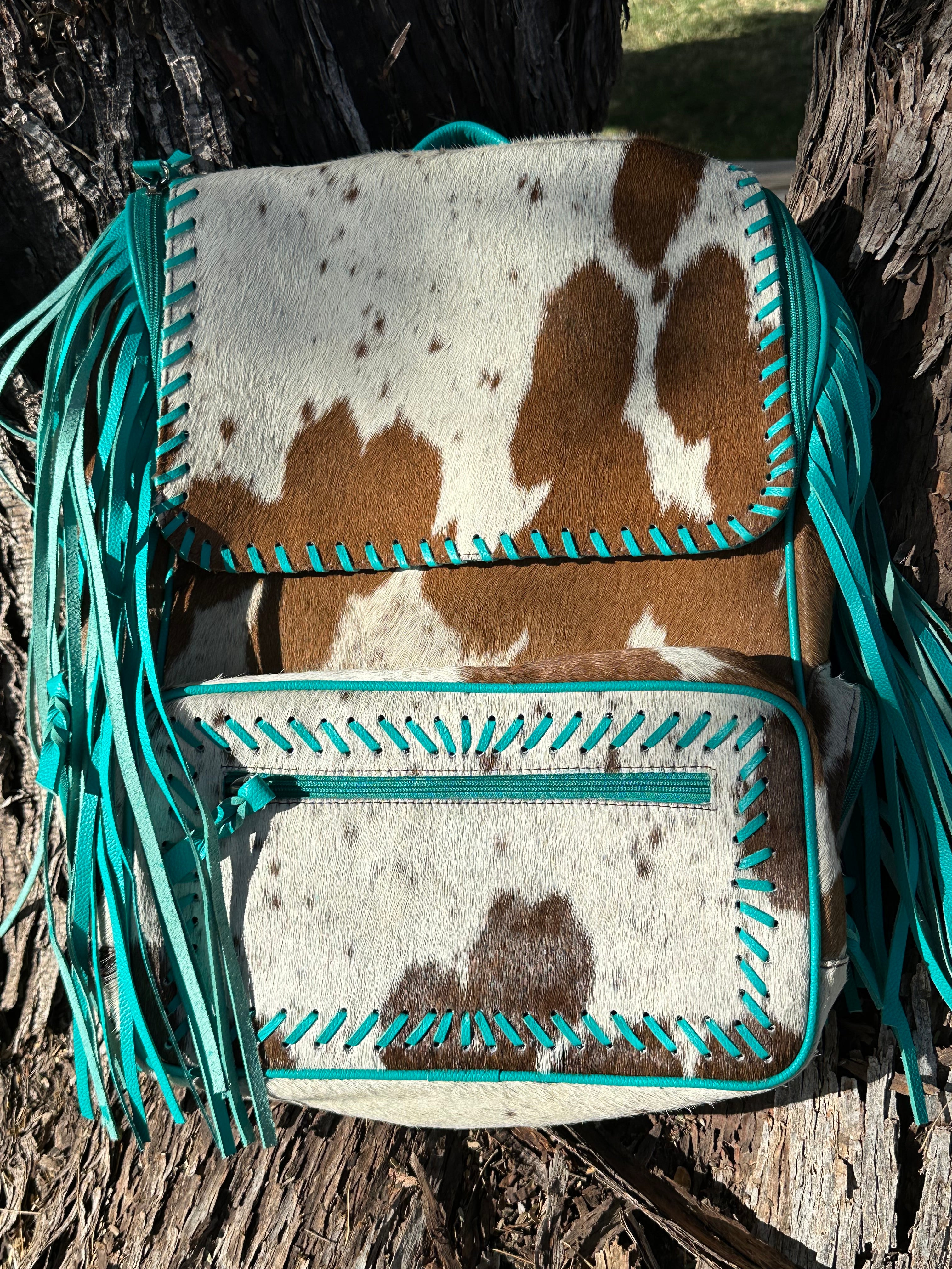 Genuine Cowhide Fringe Back Pack/Diaper Bag