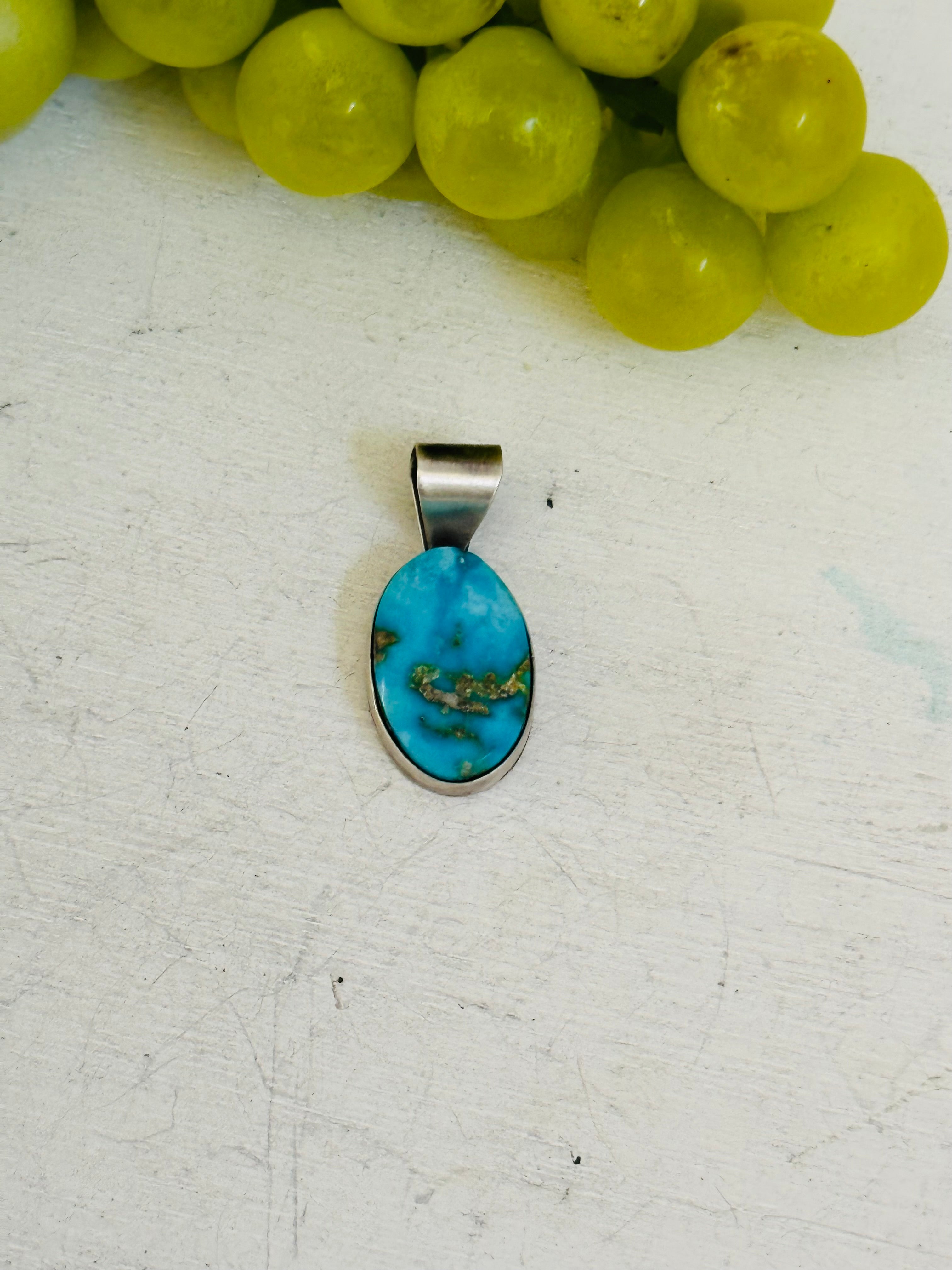 Navajo Made Sonoran Mountain Turquoise & Sterling Silver Pendant