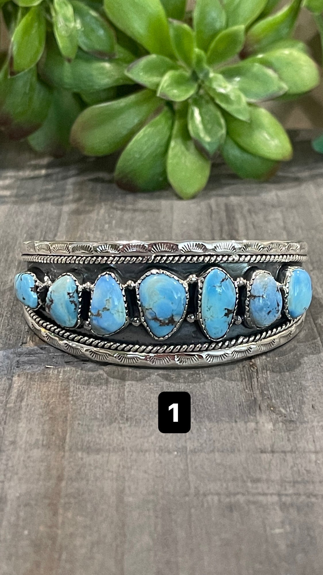 Southwest Handmade Golden Hills Turquoise & Sterling Silver Cuff Bracelet