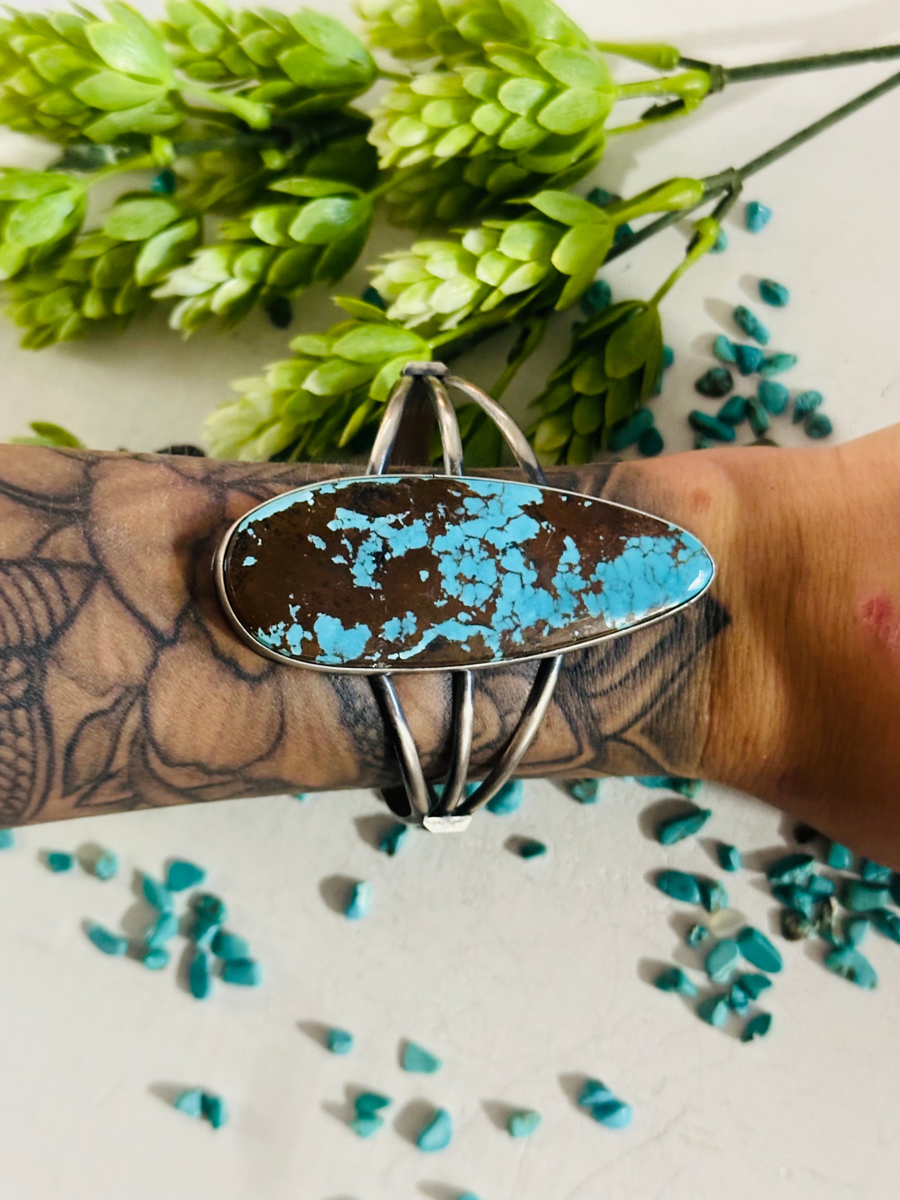 Dave Skeets Pilot Mountain Turquoise & Sterling Silver Cuff Bracelet