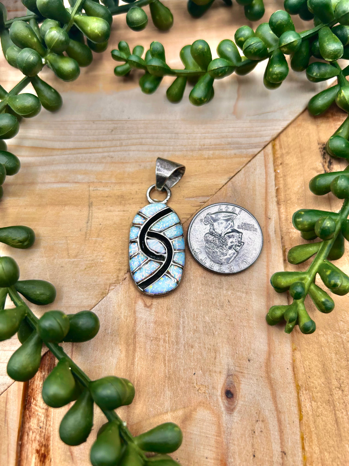 Zuni Opal & Sterling Silver Pendant