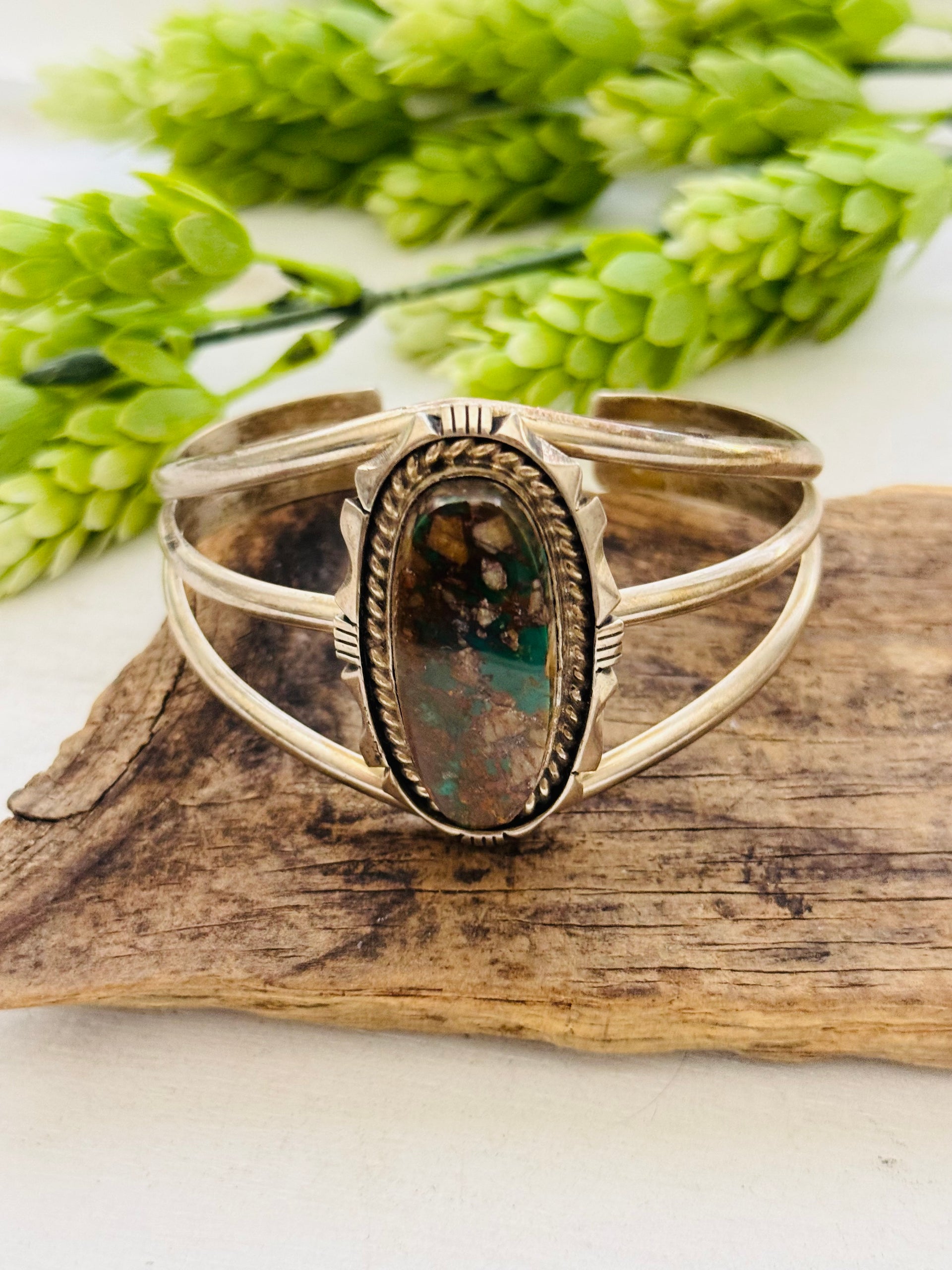 Eddie Secatero Royston Turquoise & Sterling Silver Cuff Bracelet