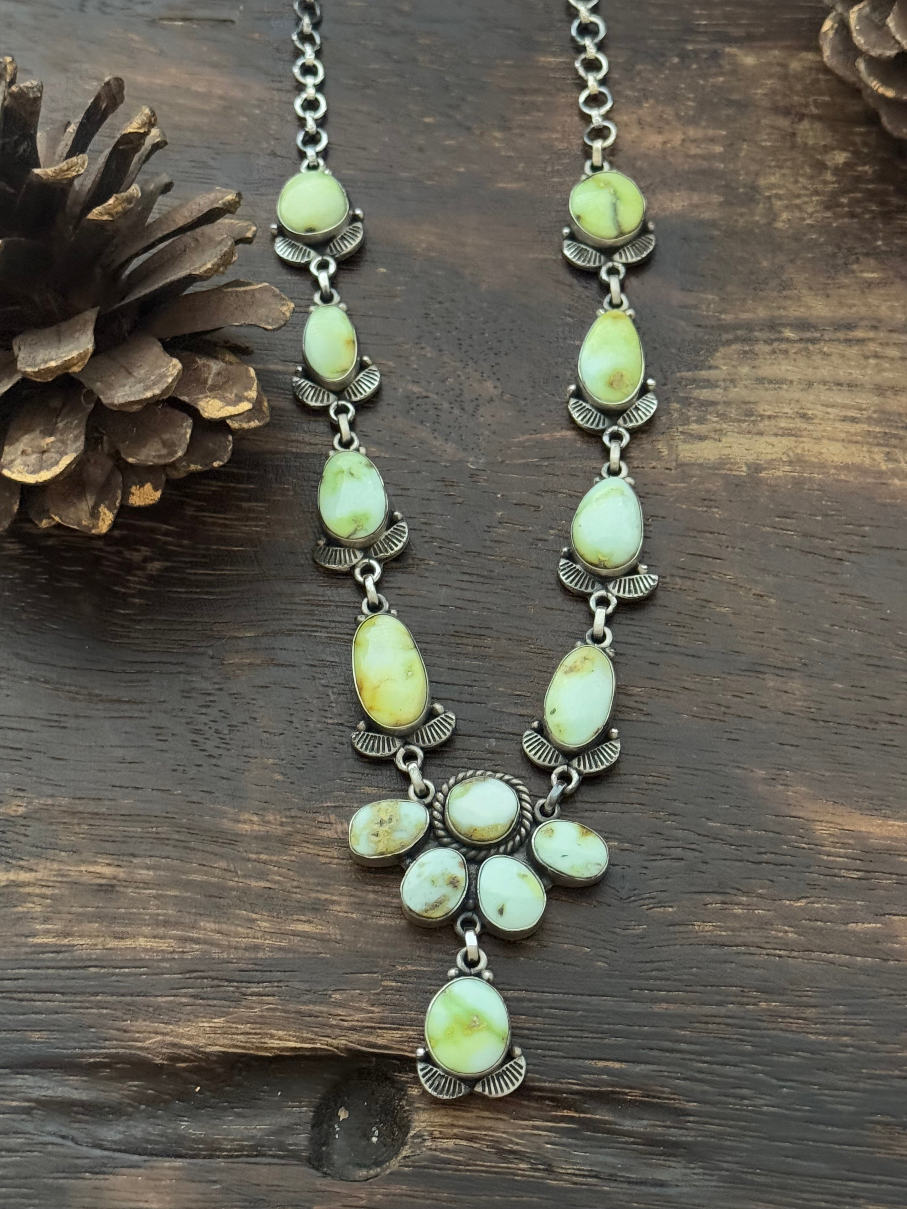 TTD Palomino Variscite & Sterling Silver Lariat Necklace