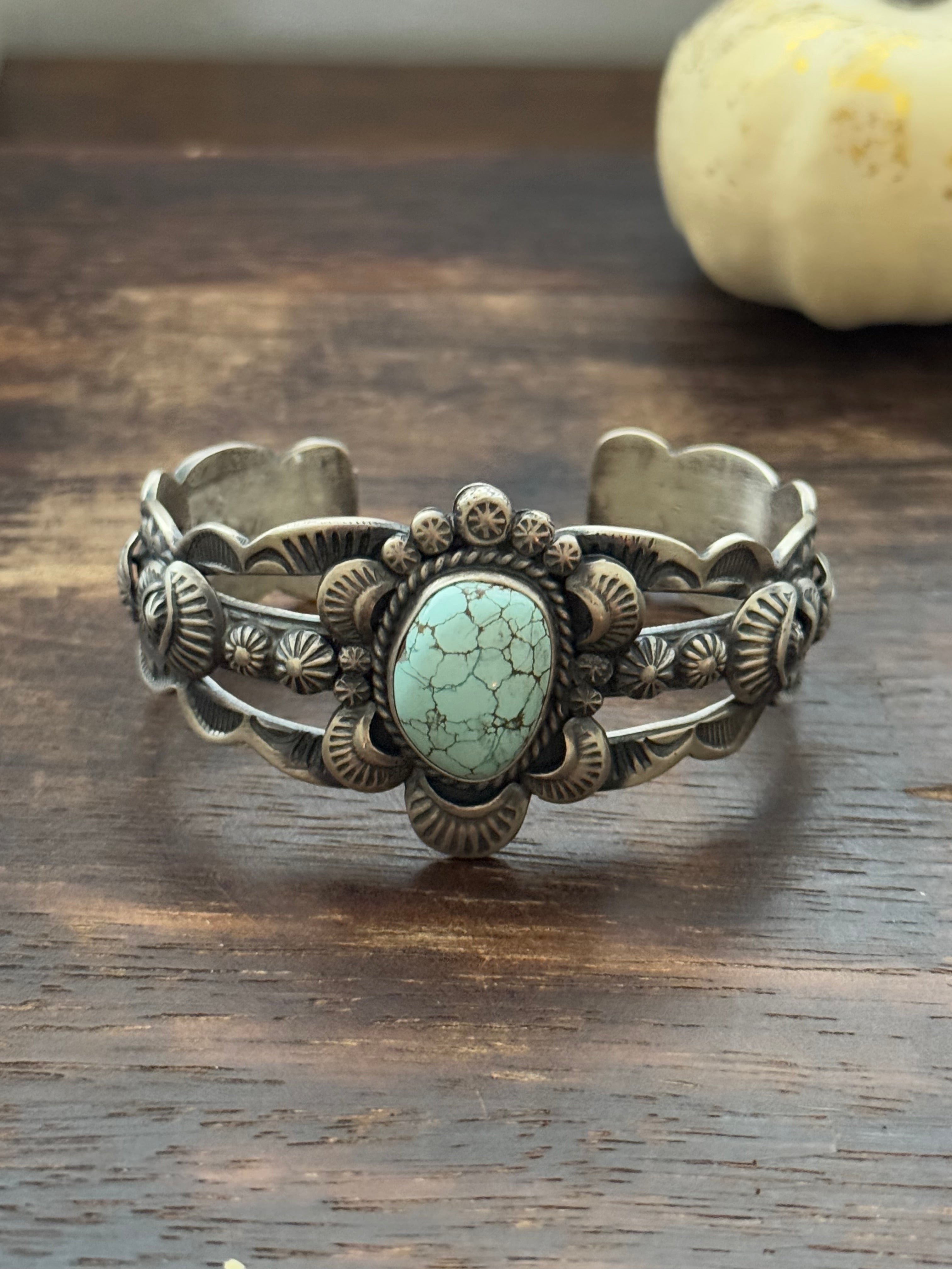 Gilbert Tom #8 Turquoise & Sterling Silver Cuff Bracelet