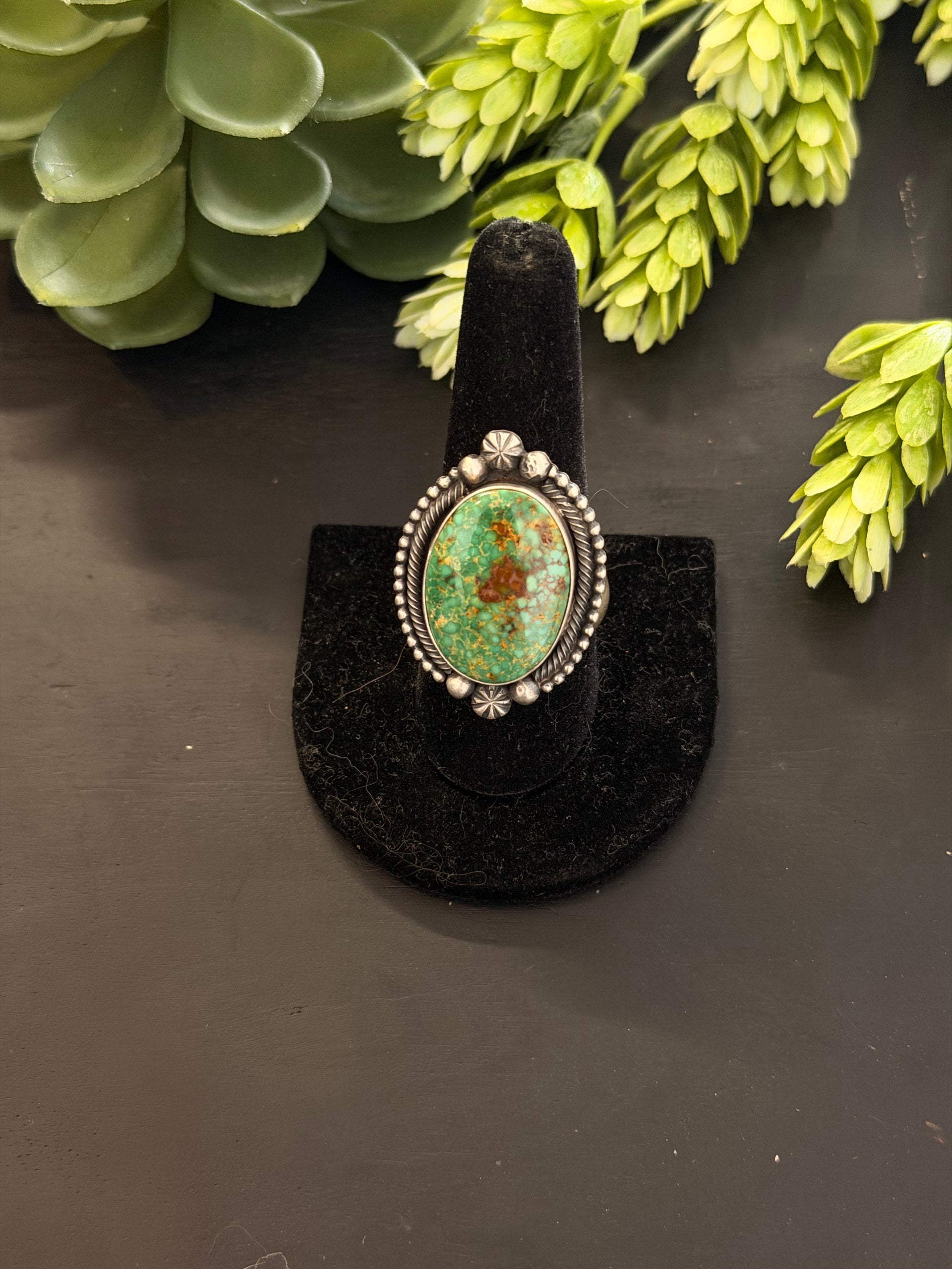 Navajo Made Royston Turquoise & Sterling Silver Adjustable Ring