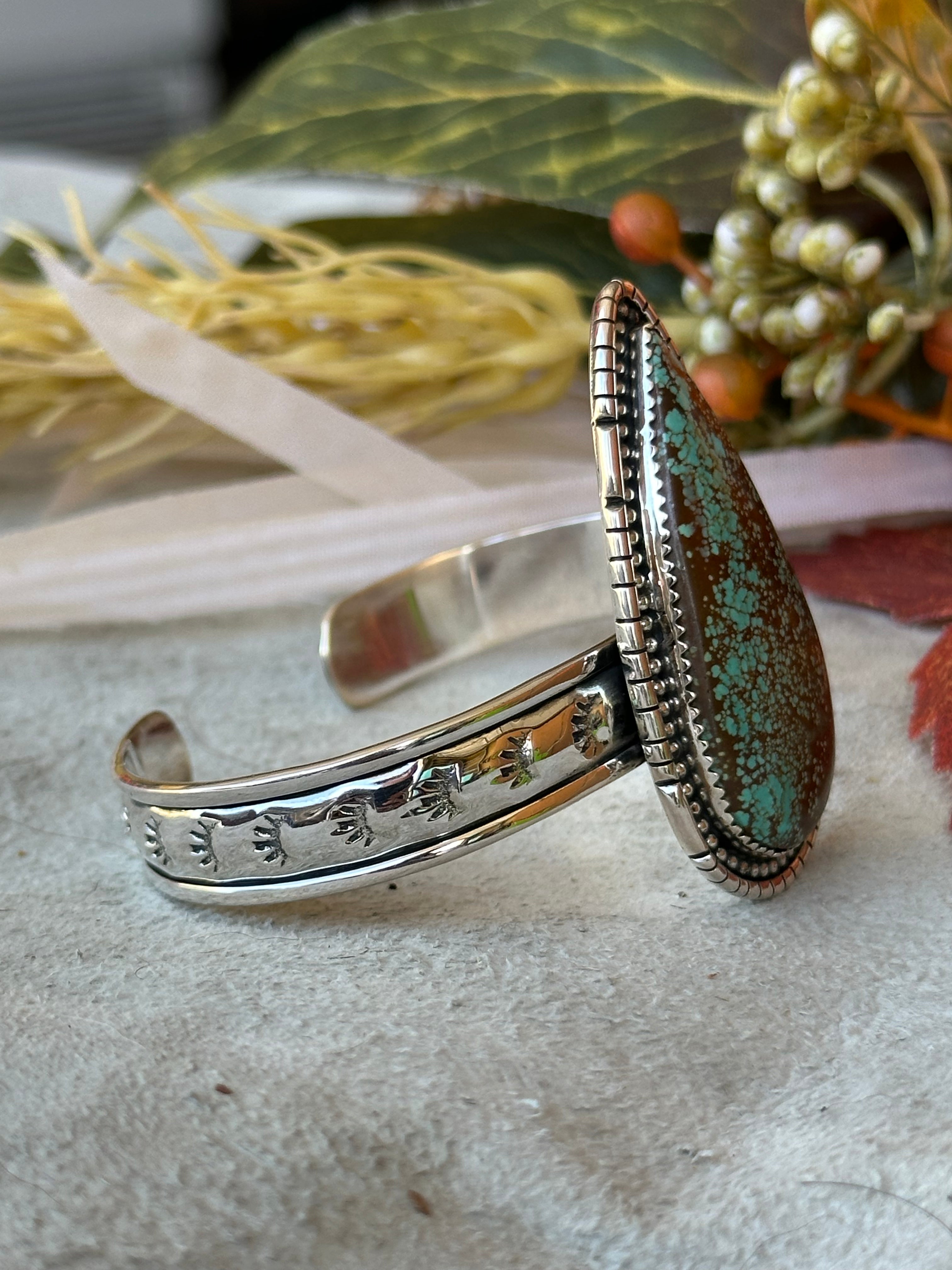 Southwest Made #8 Turquoise & Sterling Silver Cuff Bracelet