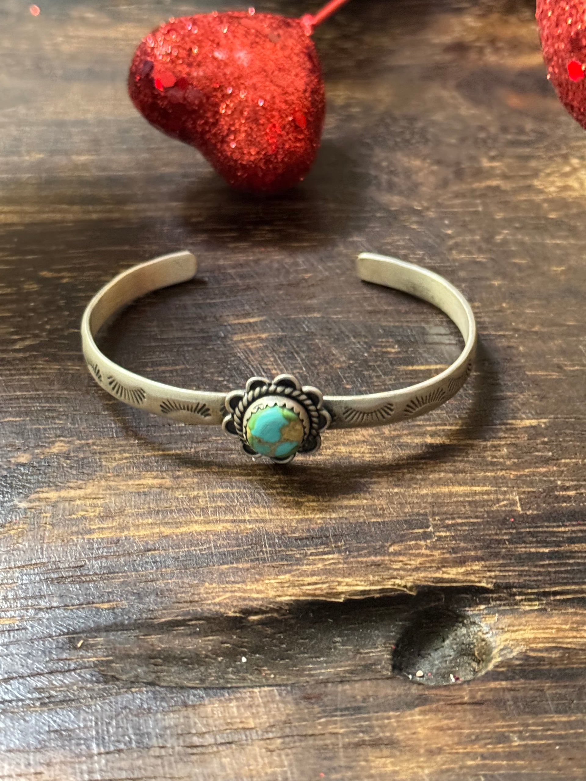 Southwest Sonoran Mountain Turquoise & Sterling Silver Cuff Bracelet