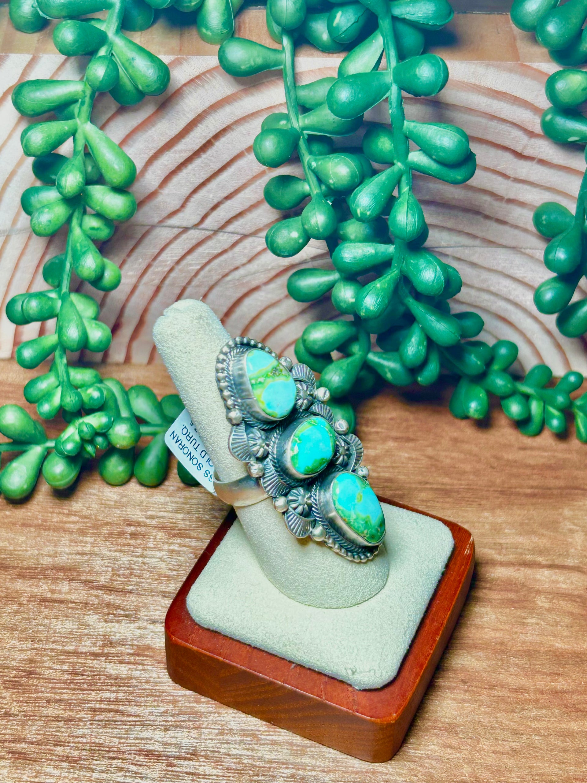 Eli Skeets Made Sonoran Mountain Turquoise & Sterling Silver Ring Size 7.5