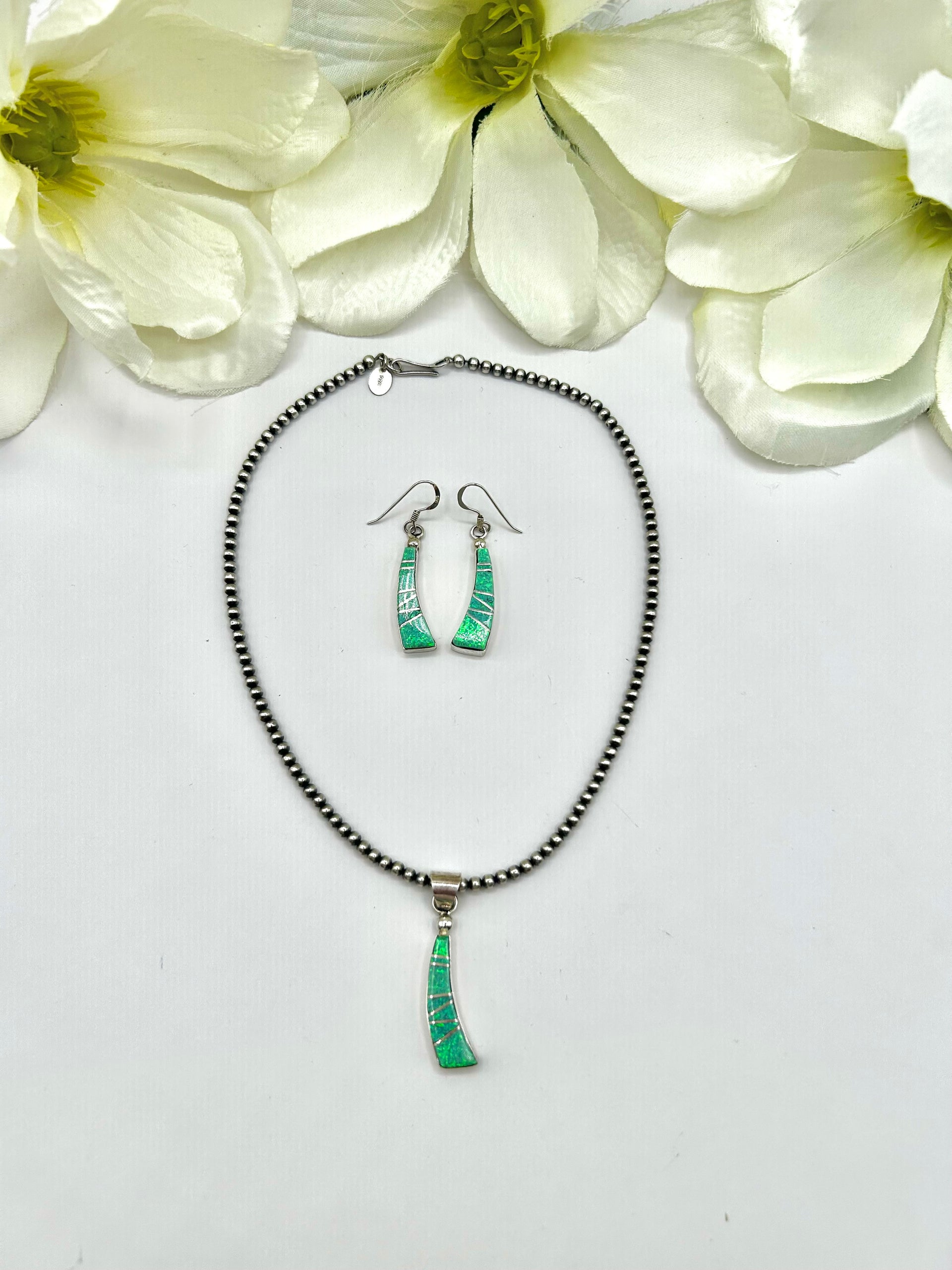 Eugene Chee Opal & Silver Pendant/Earring Set
