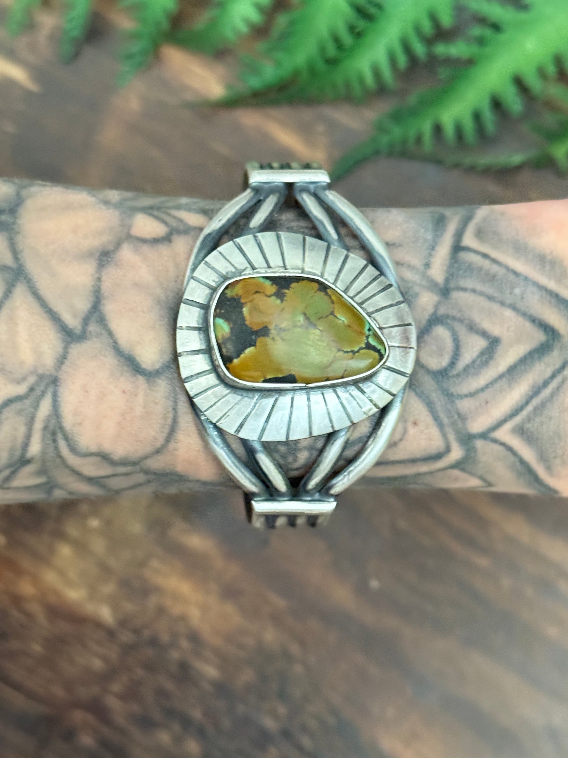 Jamison Hosky Black Jack Turquoise & Sterling Silver Cuff Bracelet