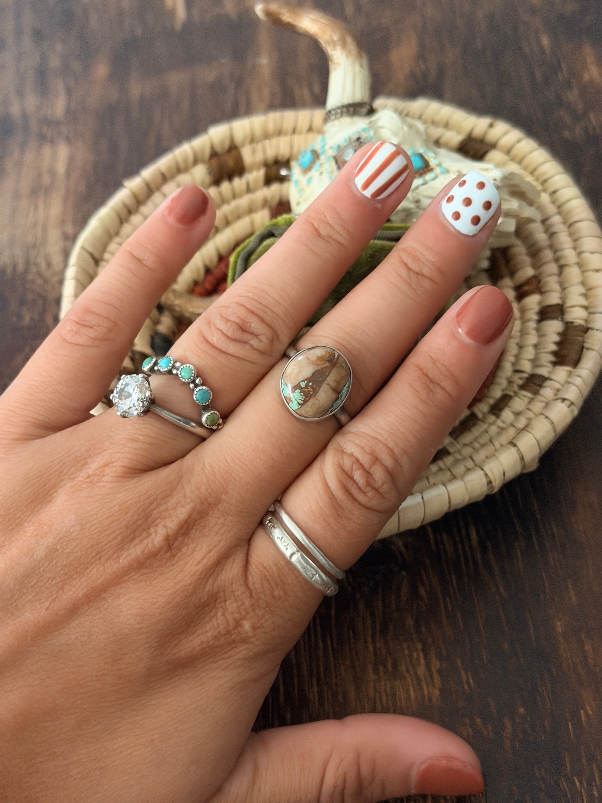 Navajo Made Royston Turquoise & Sterling Silver Ring Size 7