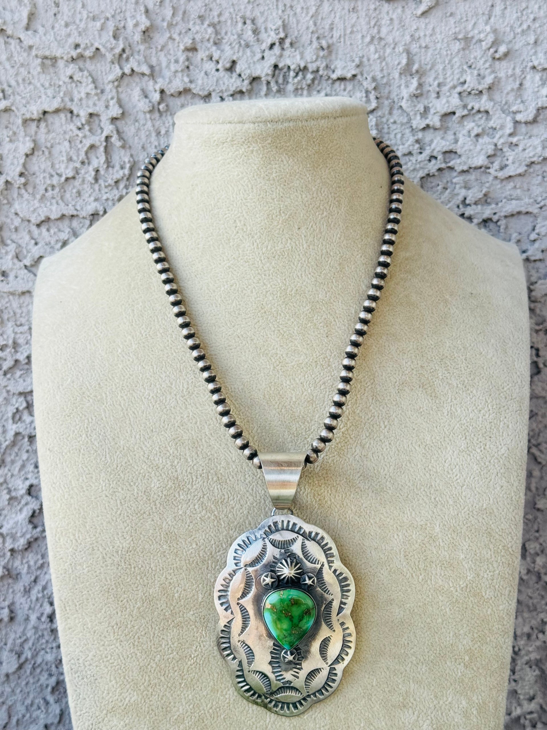 Chimney Butte Sonoran Mountain & Sterling Silver Concho Pendant