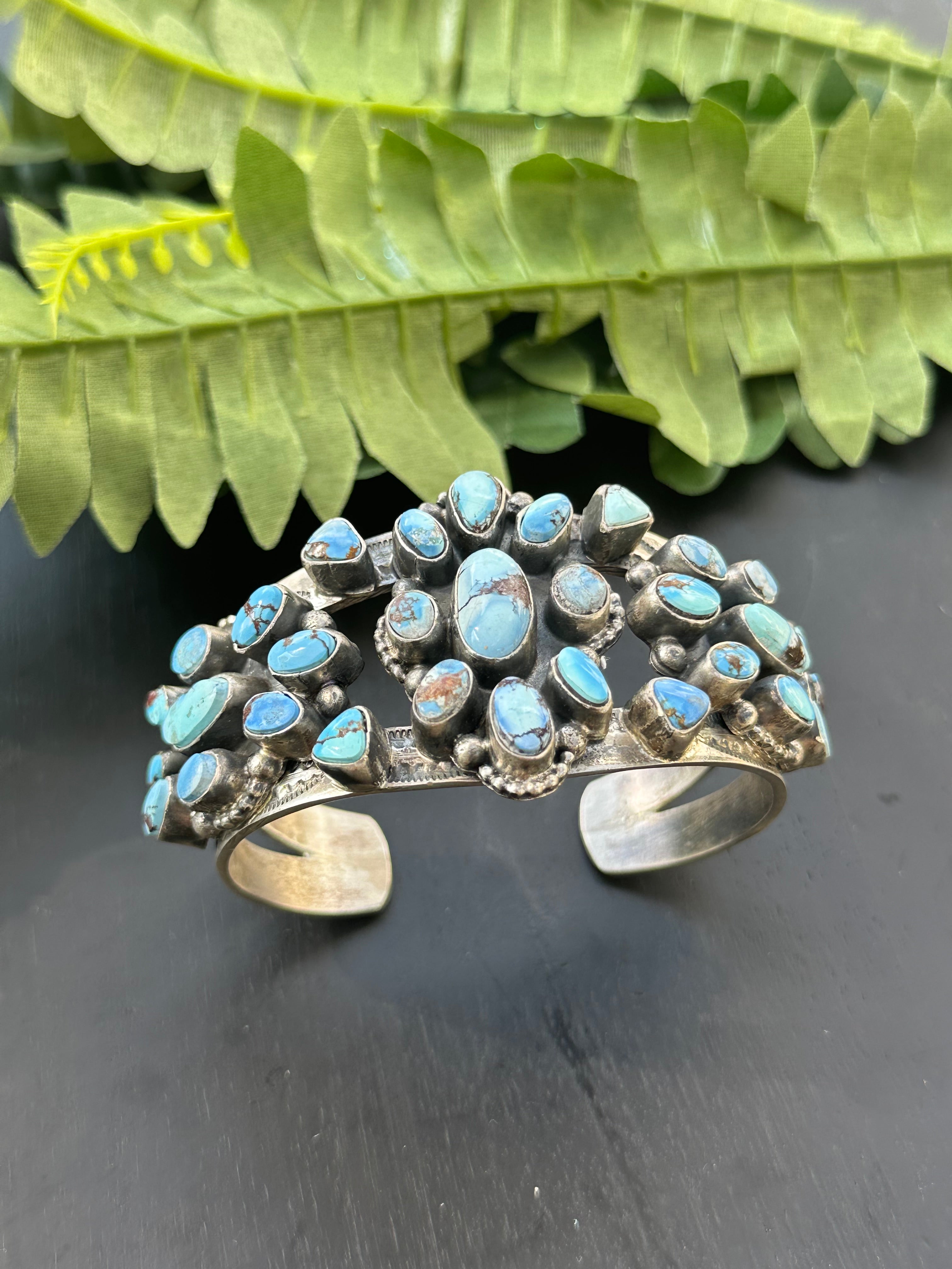 Bobby Johnson Golden Hills Turquoise & Sterling Silver Cuff Bracelet