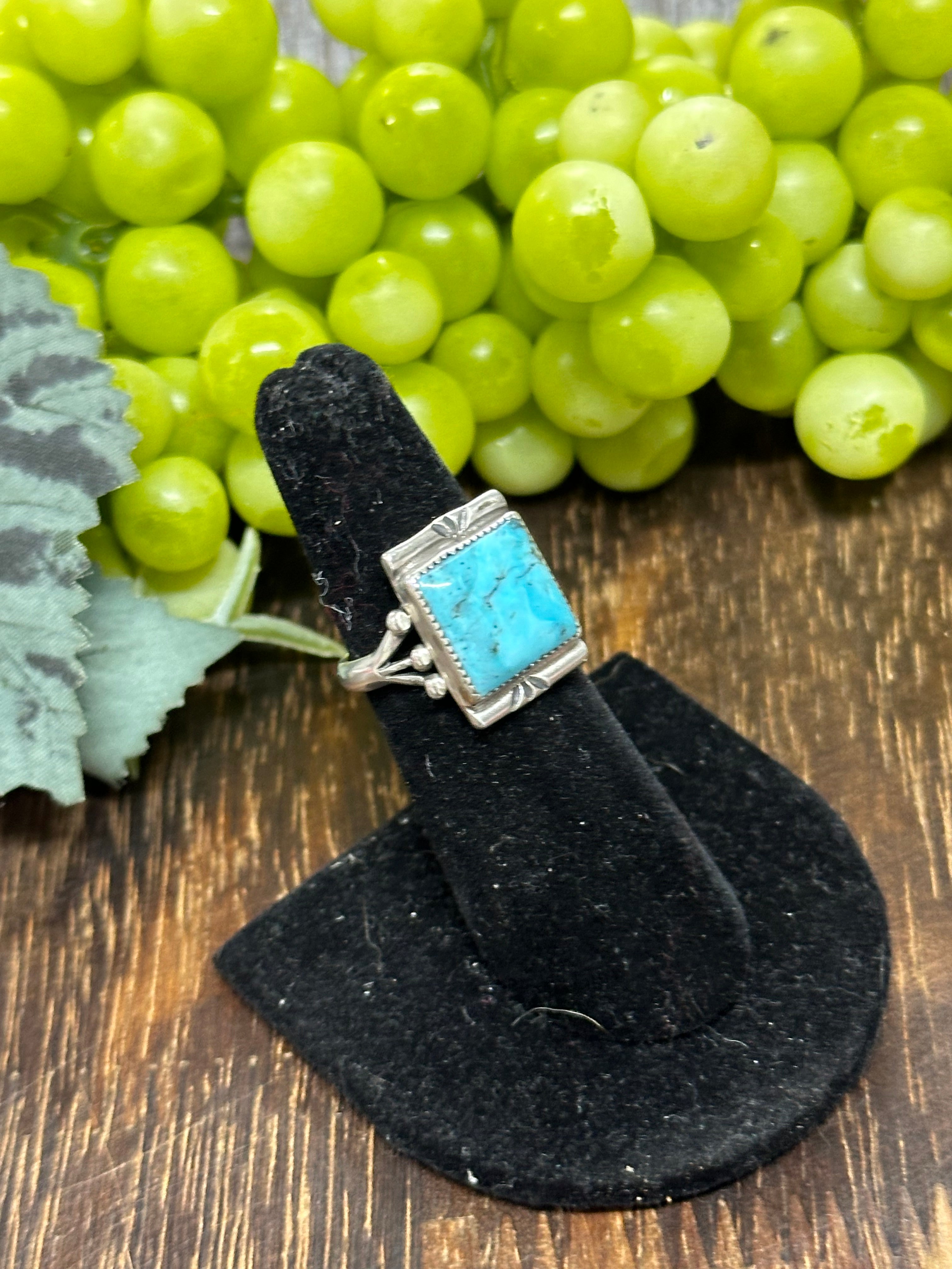 Navajo Made Kingman Turquoise & Sterling Silver Ring