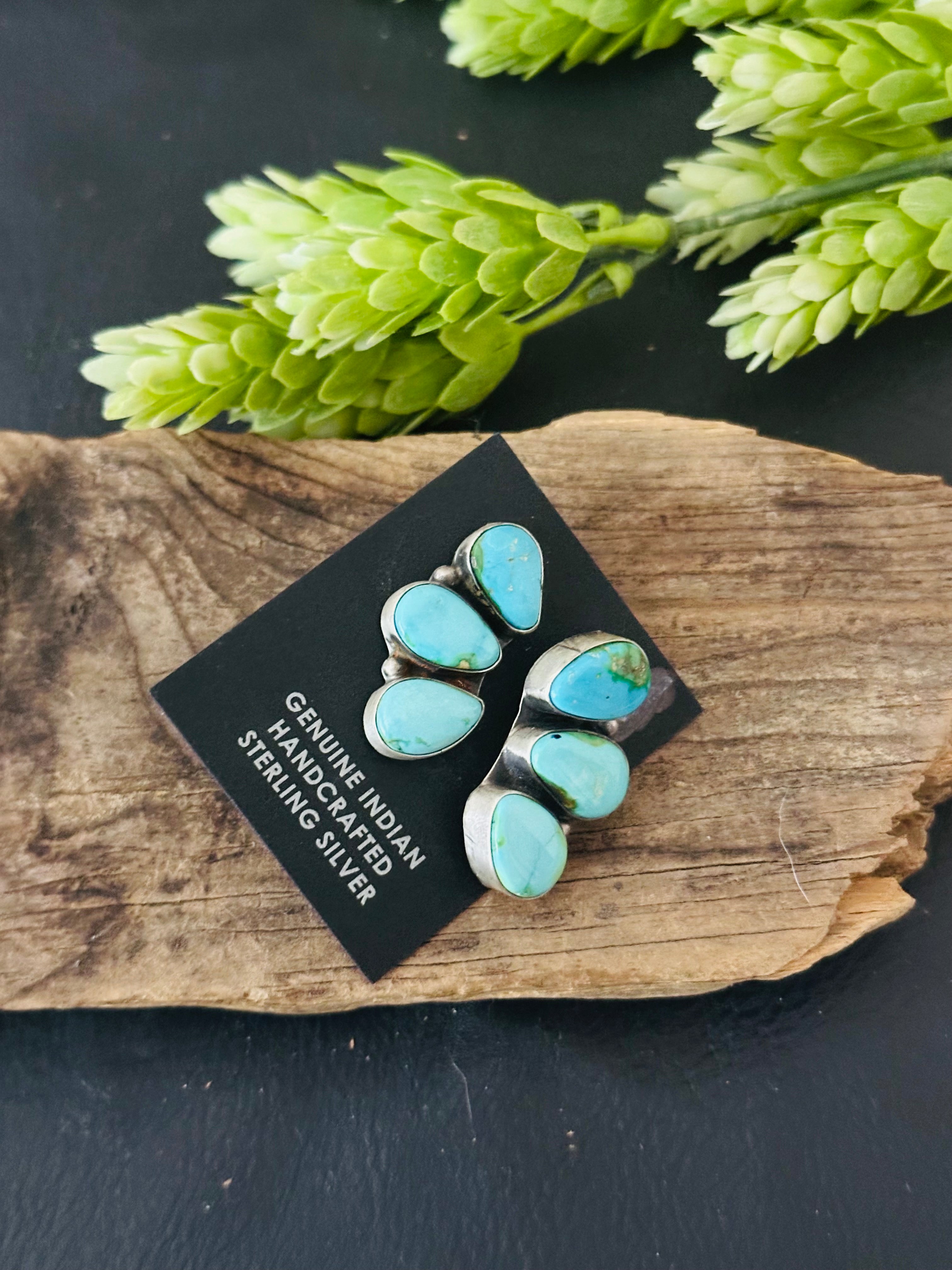 Elouise Kee Sonoran Mountain Turquoise & Sterling Silver Post Cluster Earrings