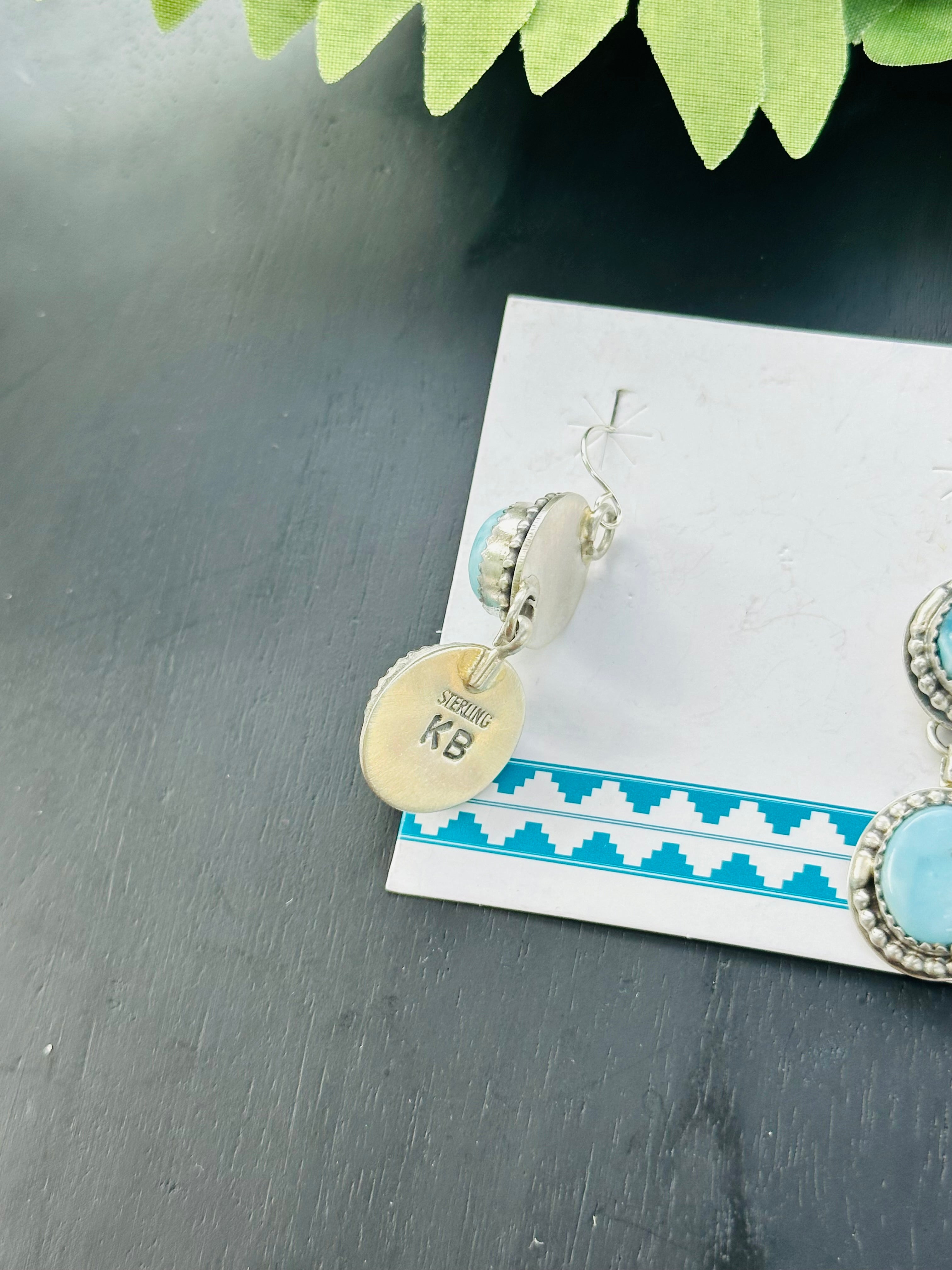 Kevin Begay Larimar & Sterling Silver Dangle Earrings