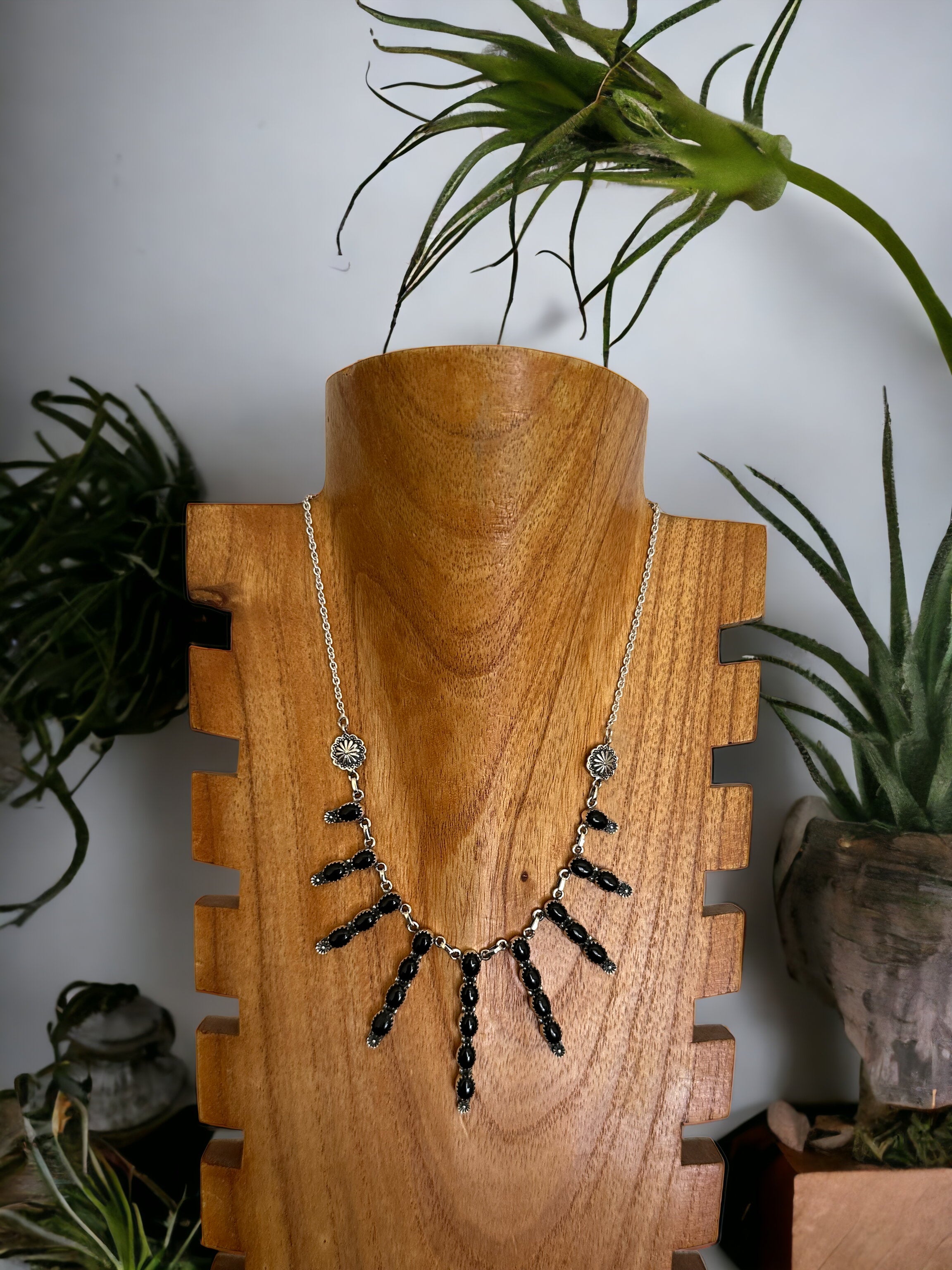 Southwest Handmade Onyx & Sterling Silver Necklace