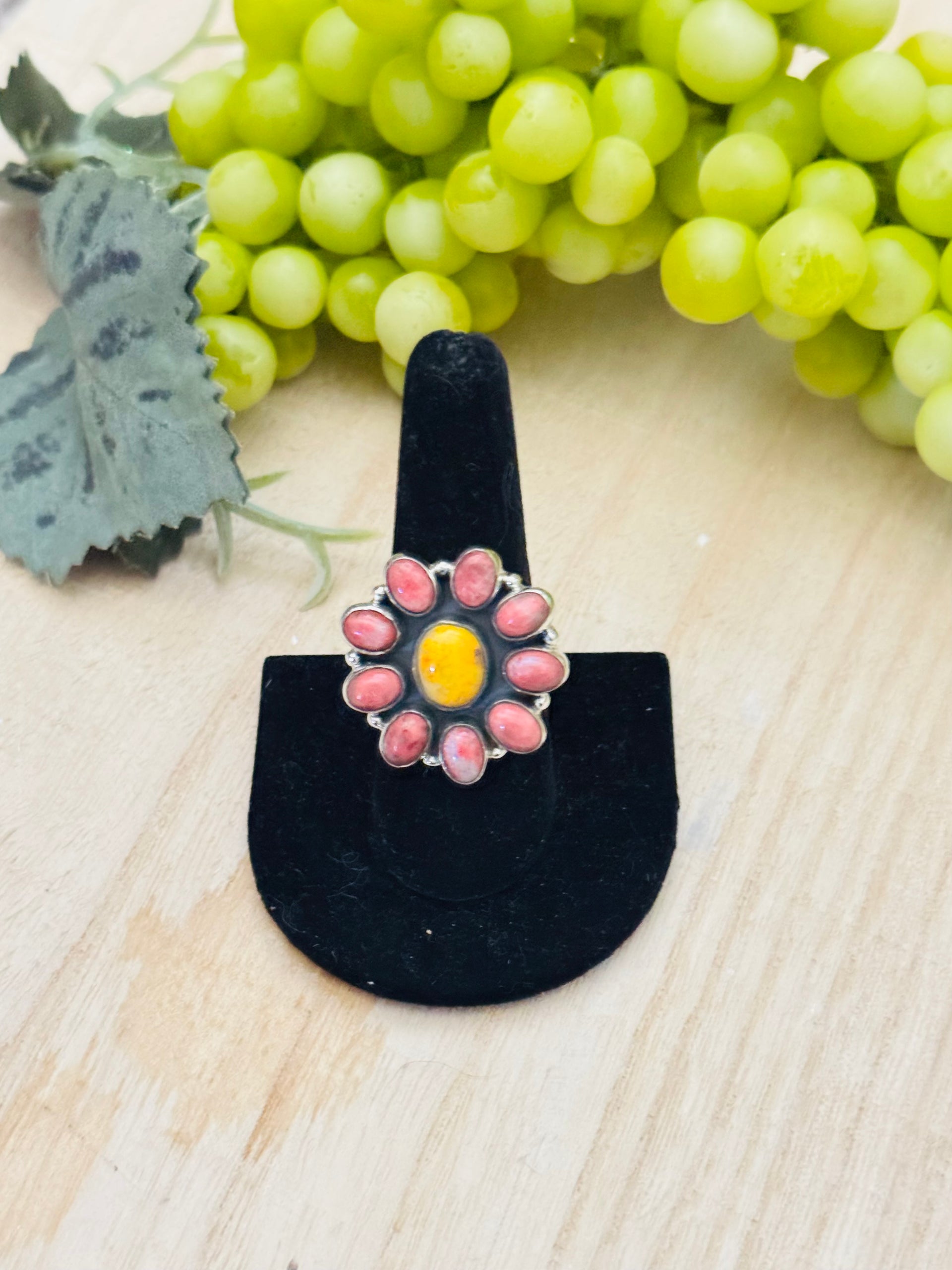 Southwest Handmade Multi Stone & Sterling Silver Adjustable Cluster Ring