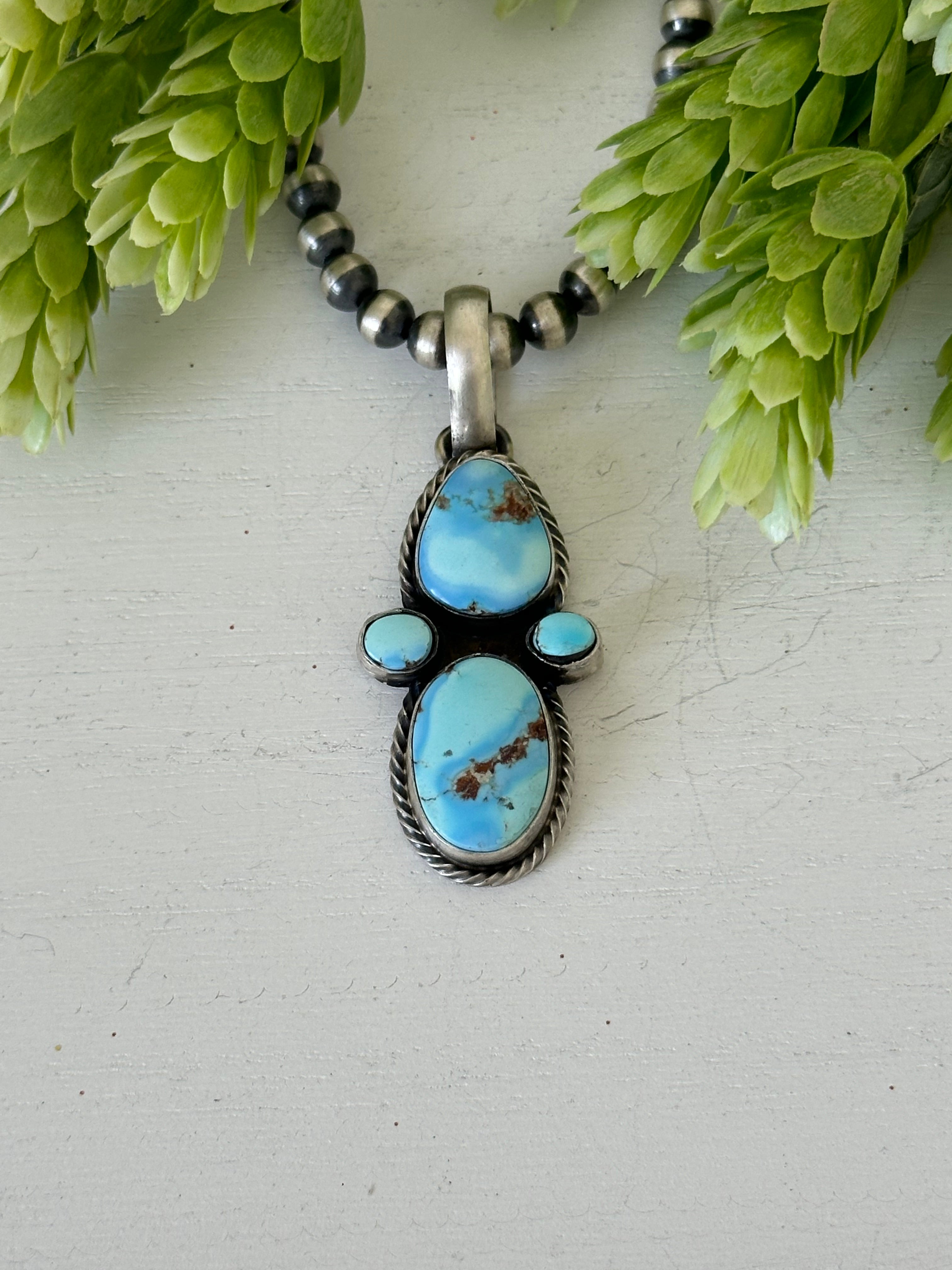 Darrin Livingston Golden Hills Turquoise & Sterling Silver Pendant