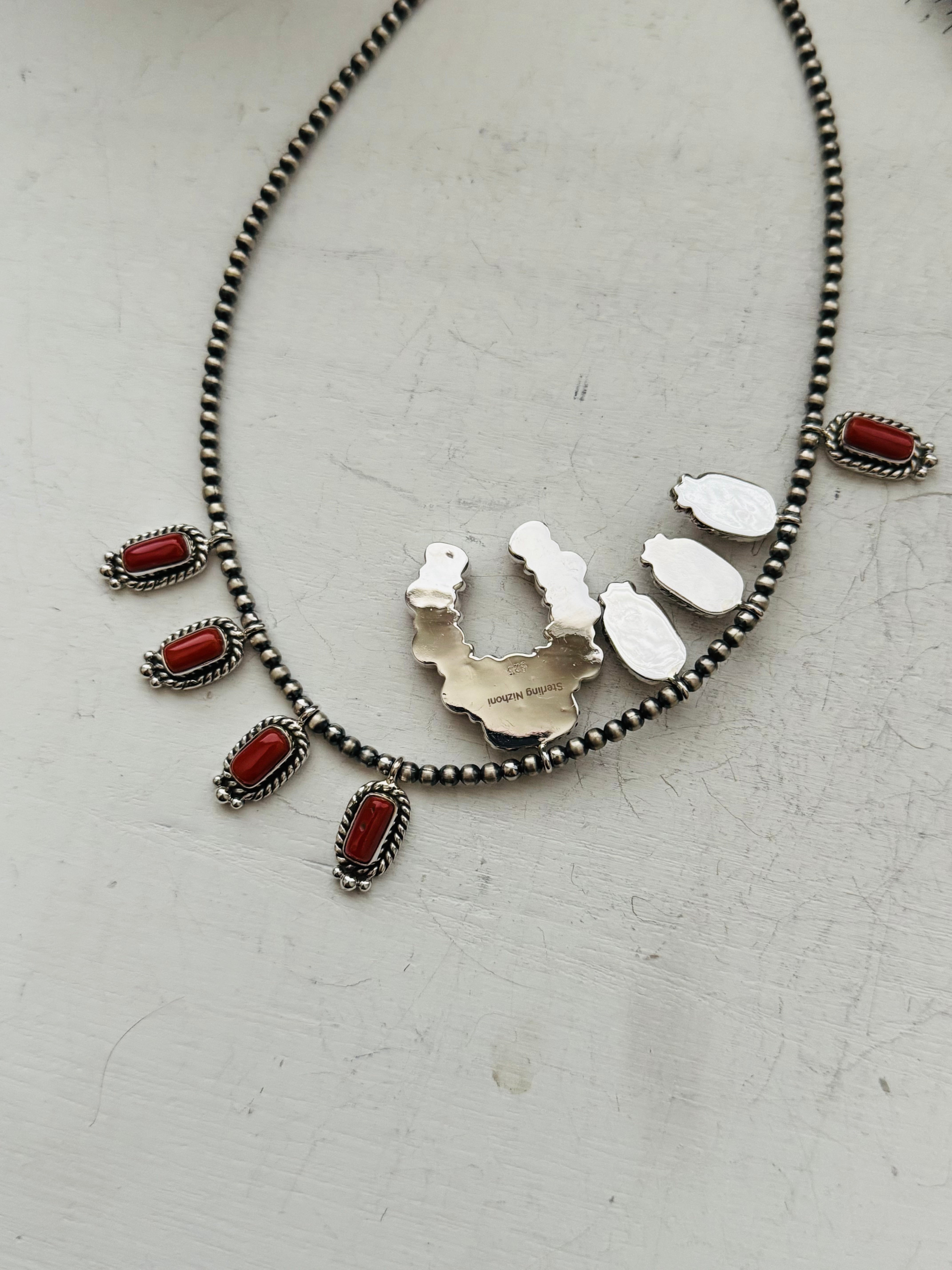 Southwest Handmade Multi Stone & Sterling Silver Naja Necklace