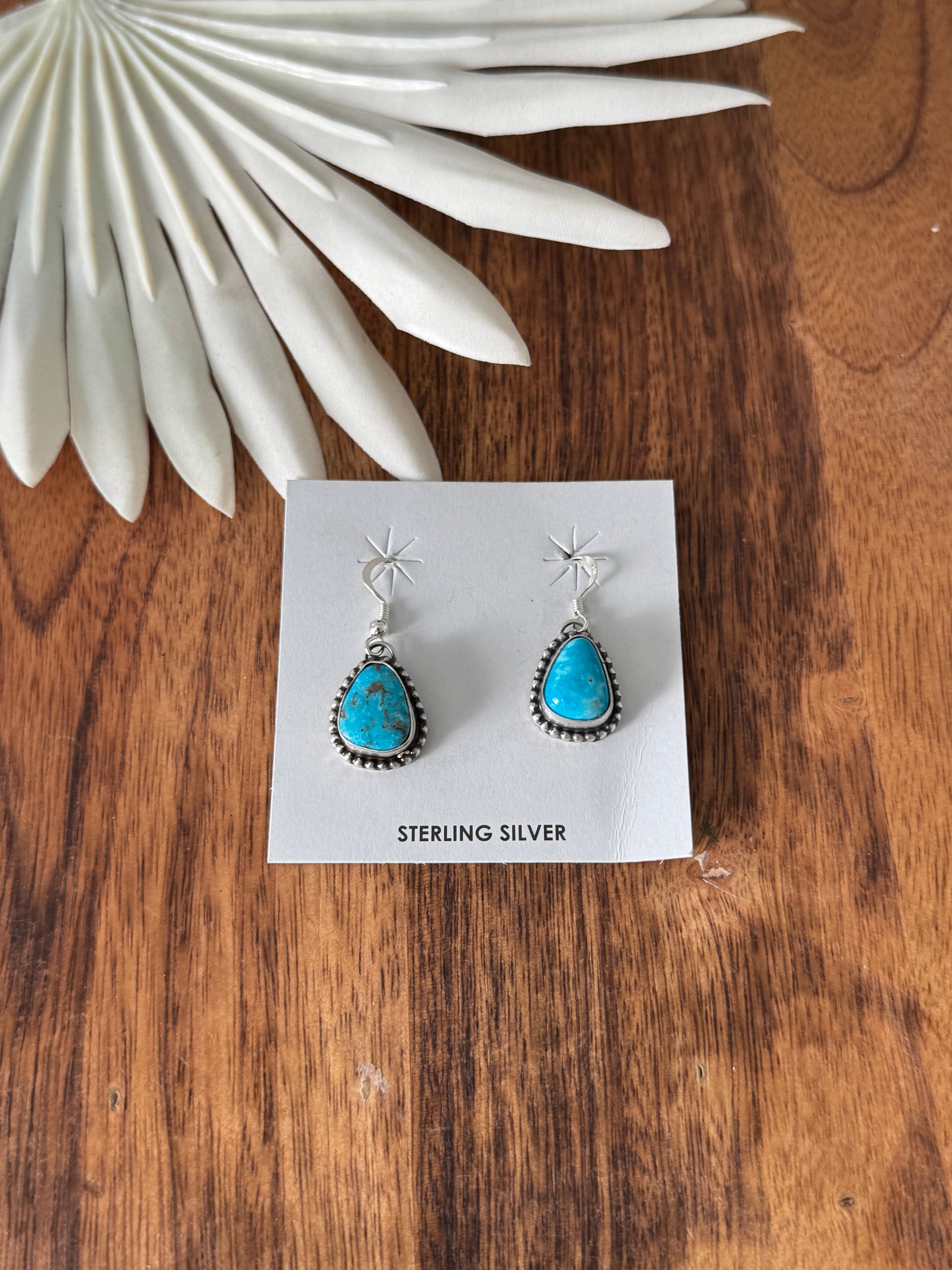 Marie Tsosie Blue Ridge Turquoise & Sterling Silver Dangle Earrings