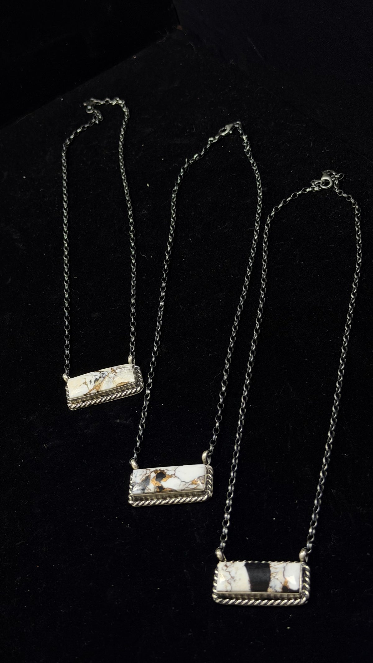 Augustine Largo White Buffalo Composite & Sterling Silver Bar Necklace