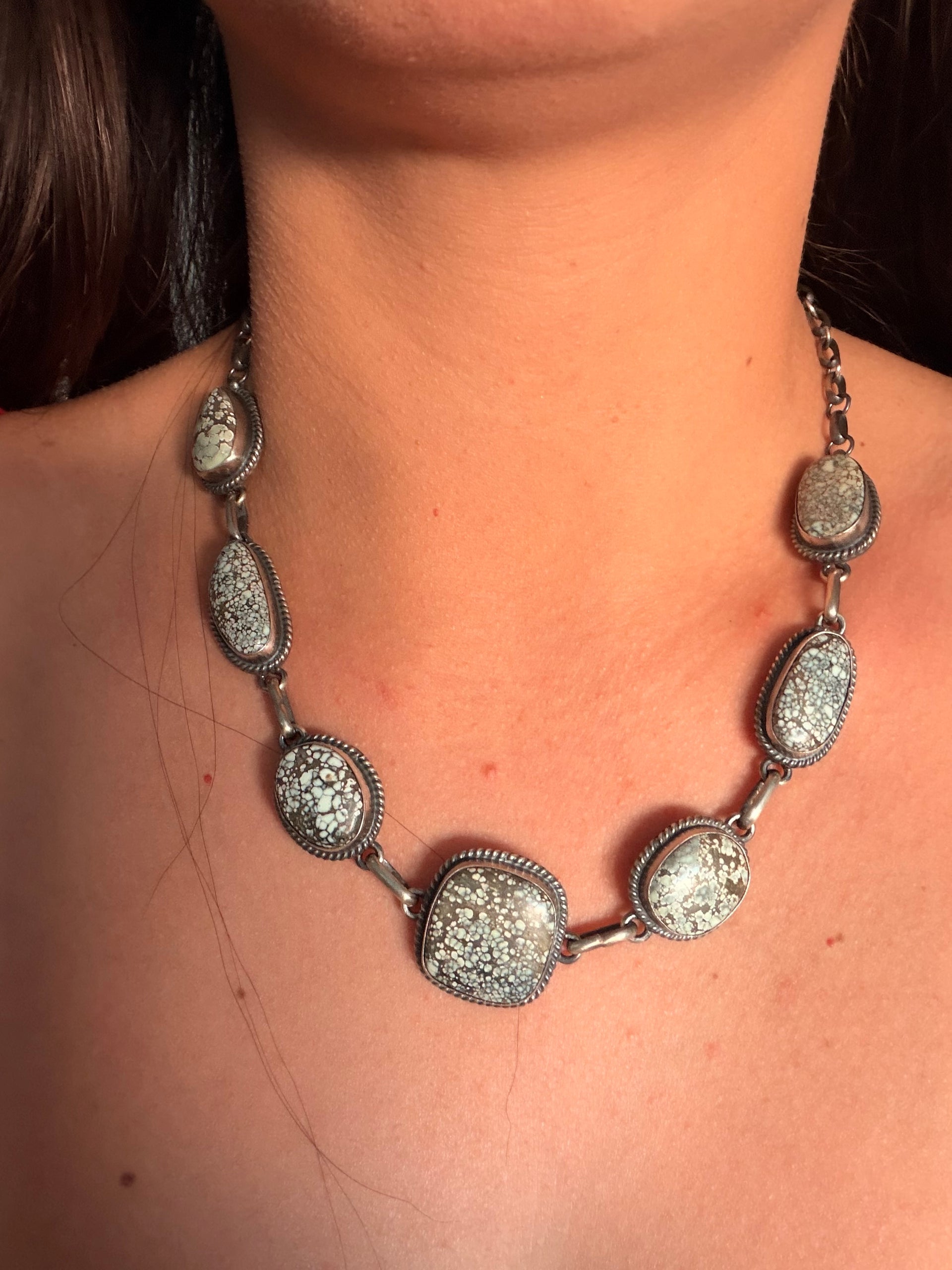 Peggy Skeets New Lander Variscite & Sterling Silver Choker Necklace