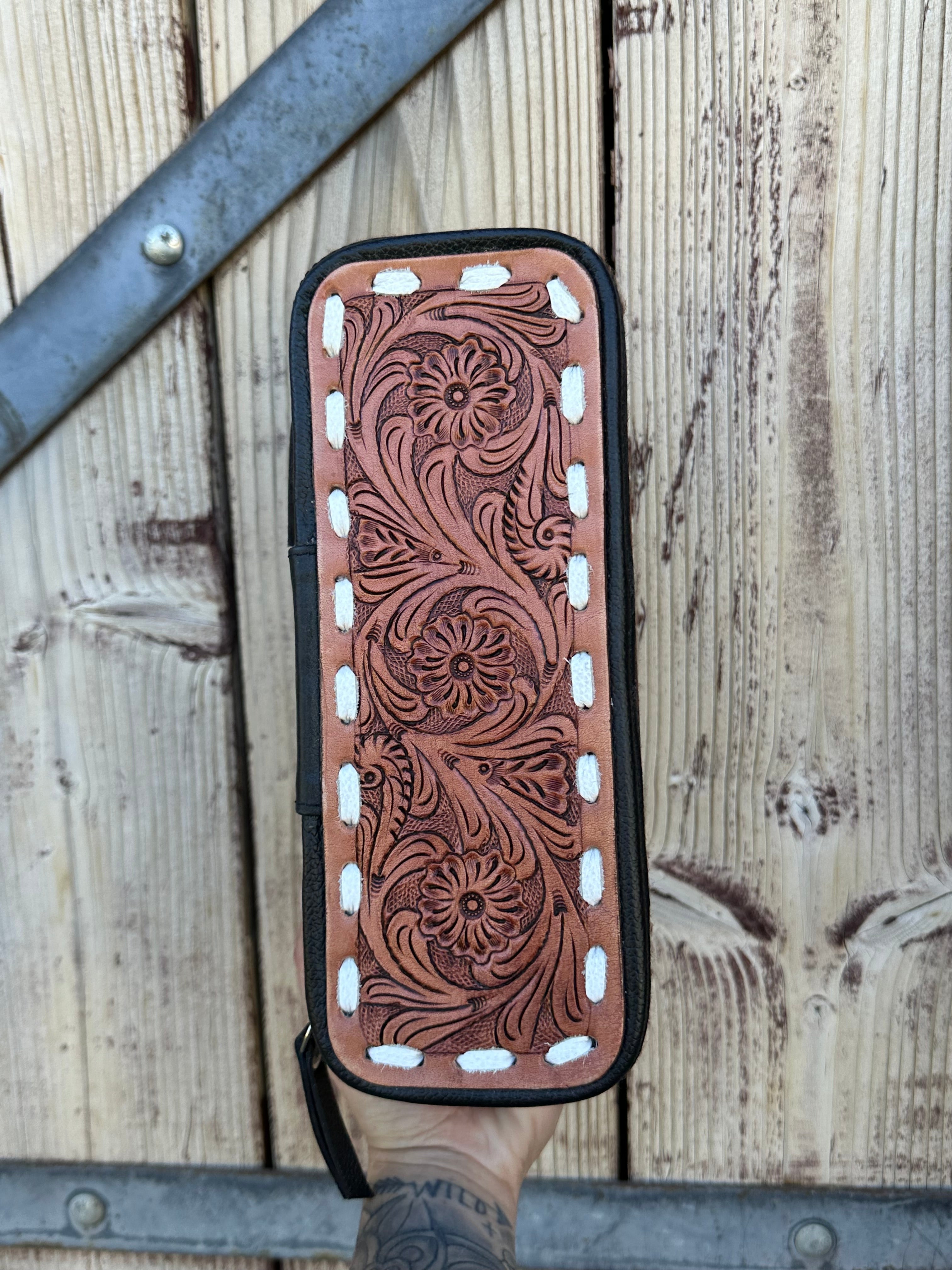 Genuine Tooled Leather Saddle Bag Jewelry Box