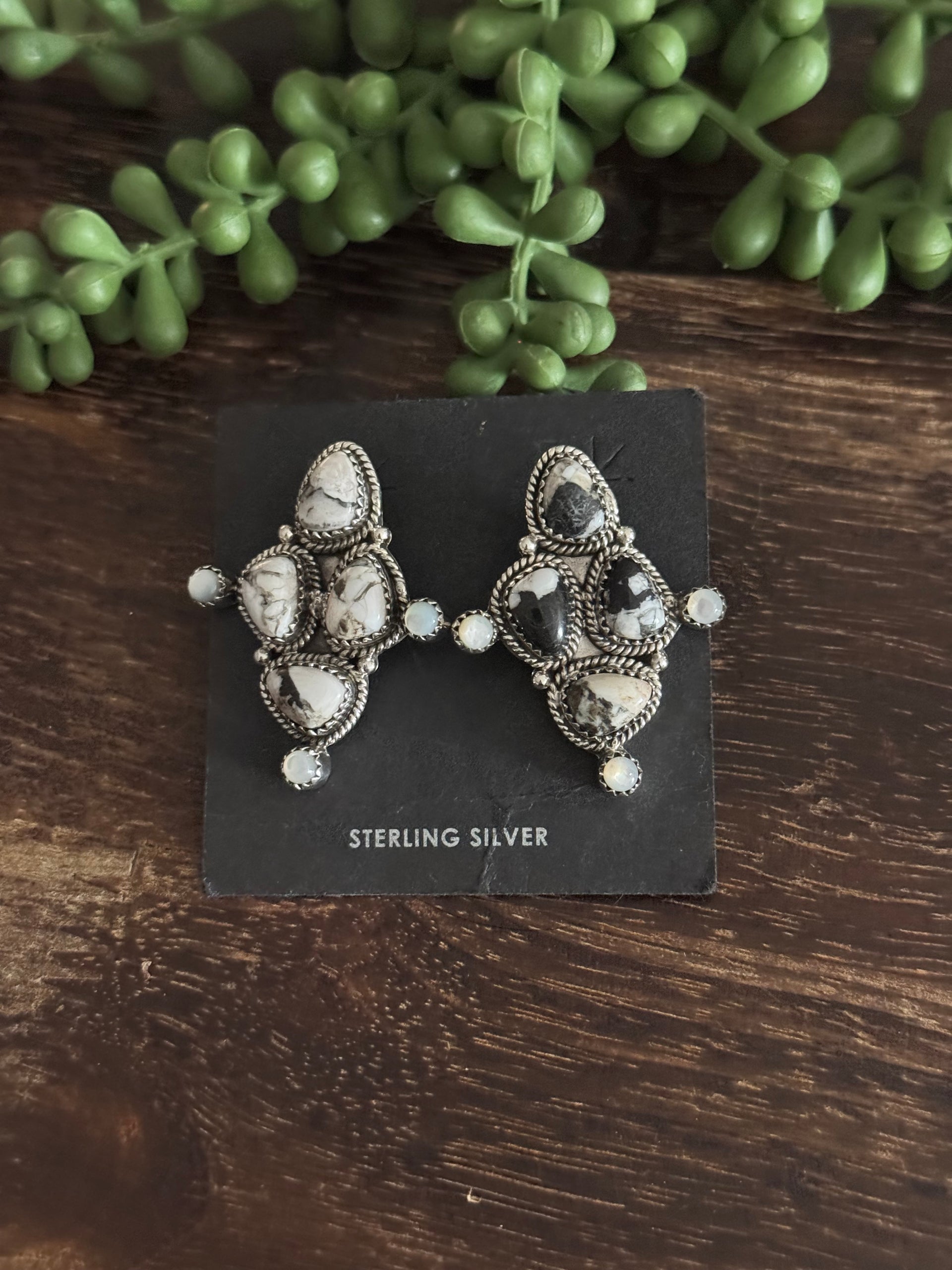 Southwest Made Multistone & Sterling Silver Post Dangle Earrings