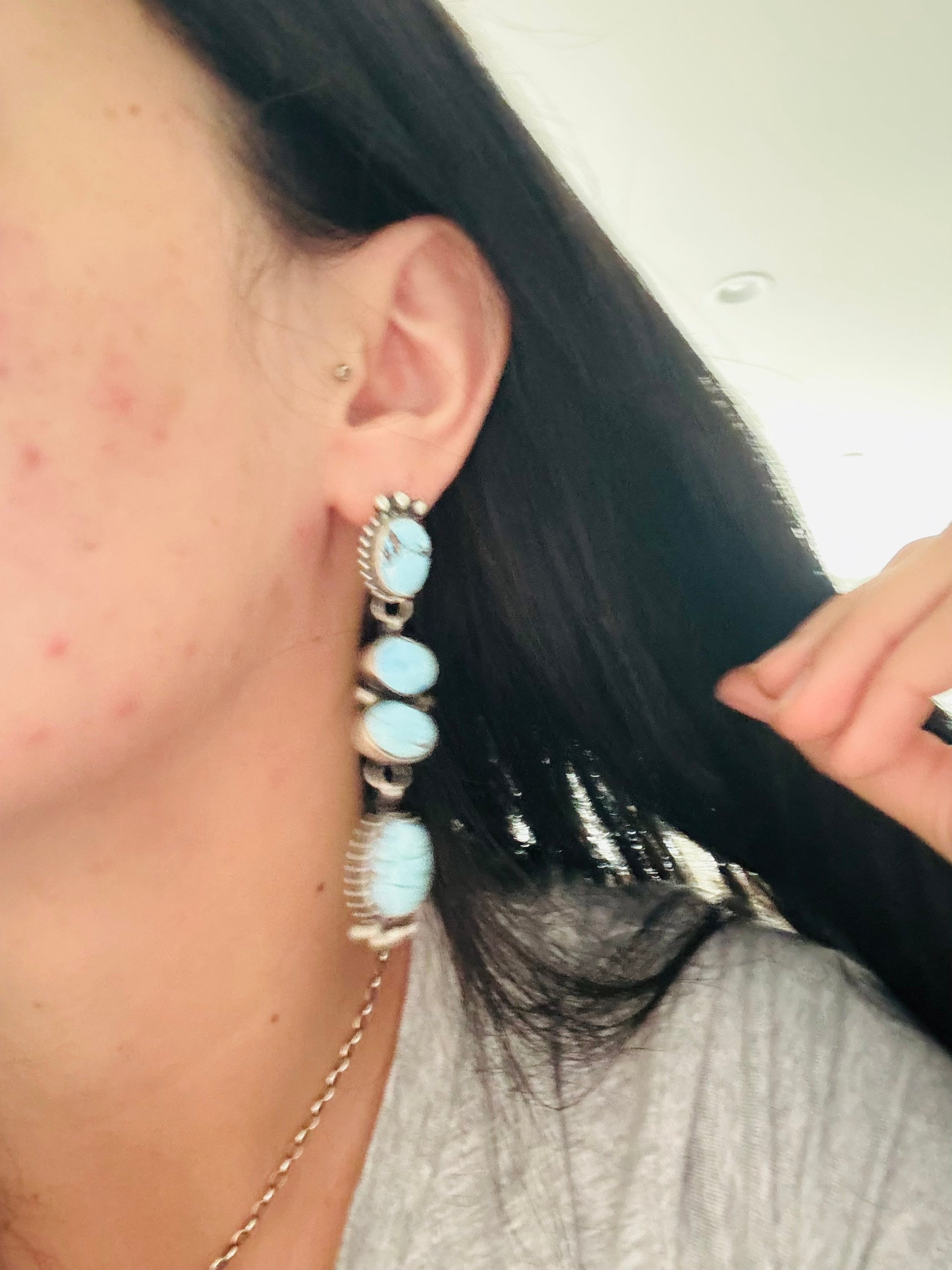 Dave Skeets Golden Hills Turquoise & Sterling Silver Post Dangle Earrings