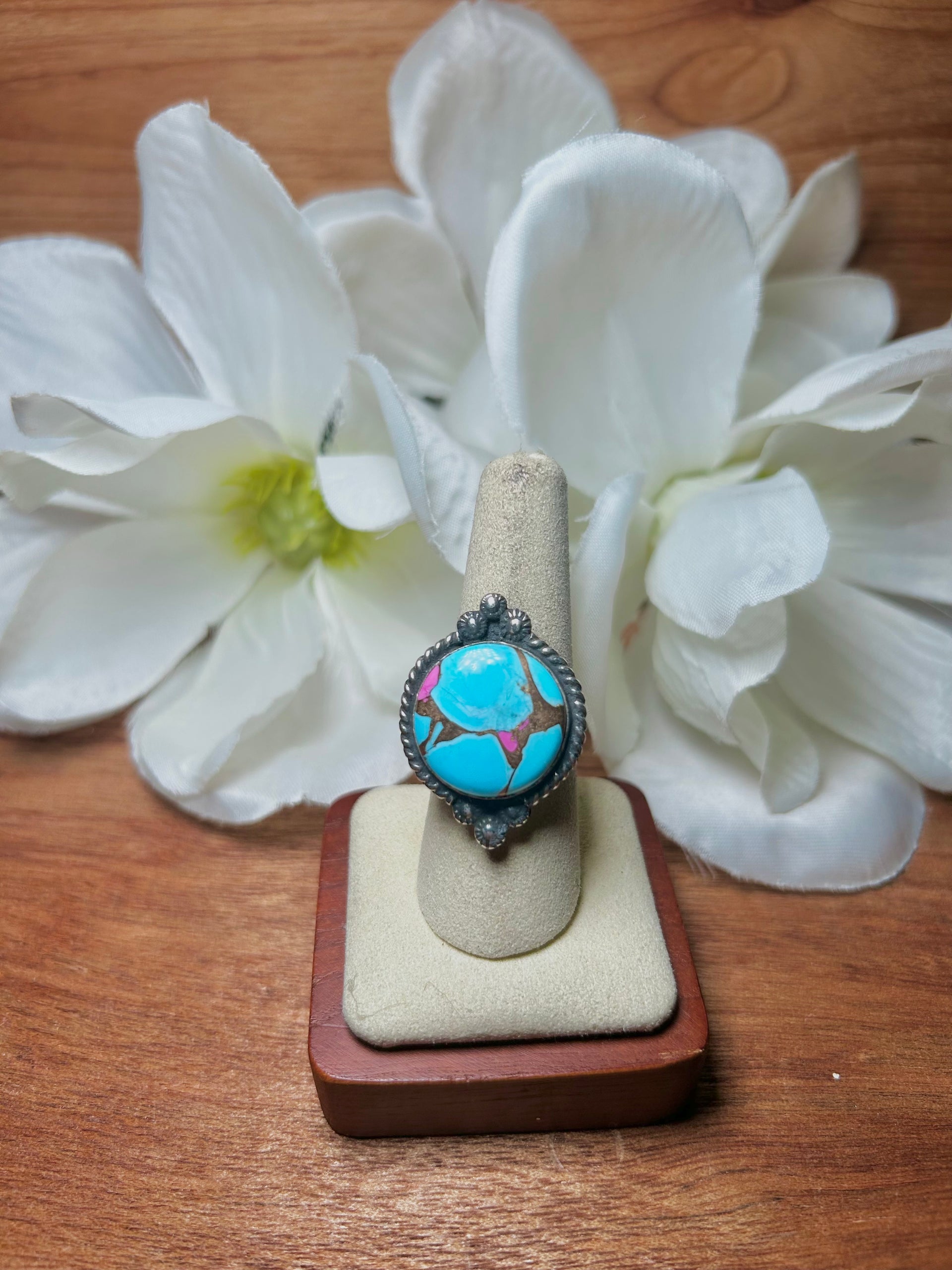 Zachariah David Cotton Candy Dahlia & Sterling Silver Adjustable Ring