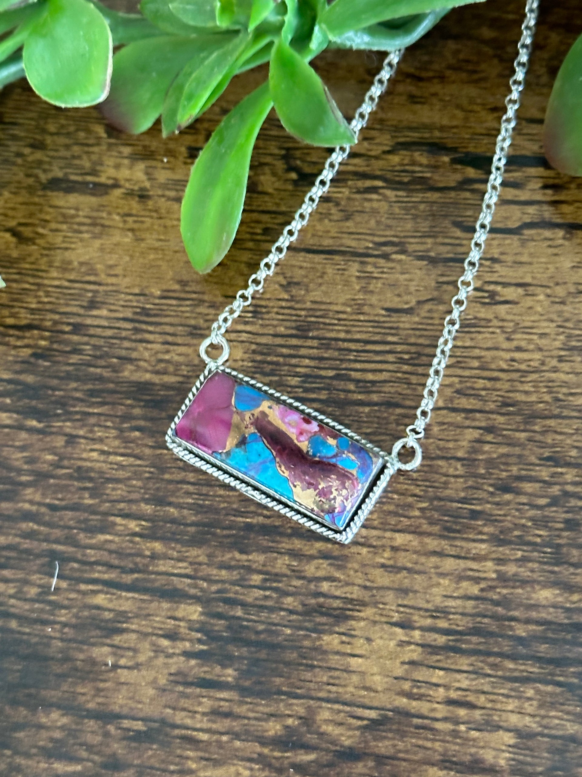 Southwest Made Mohave Turquoise & Sterling Silver Necklace