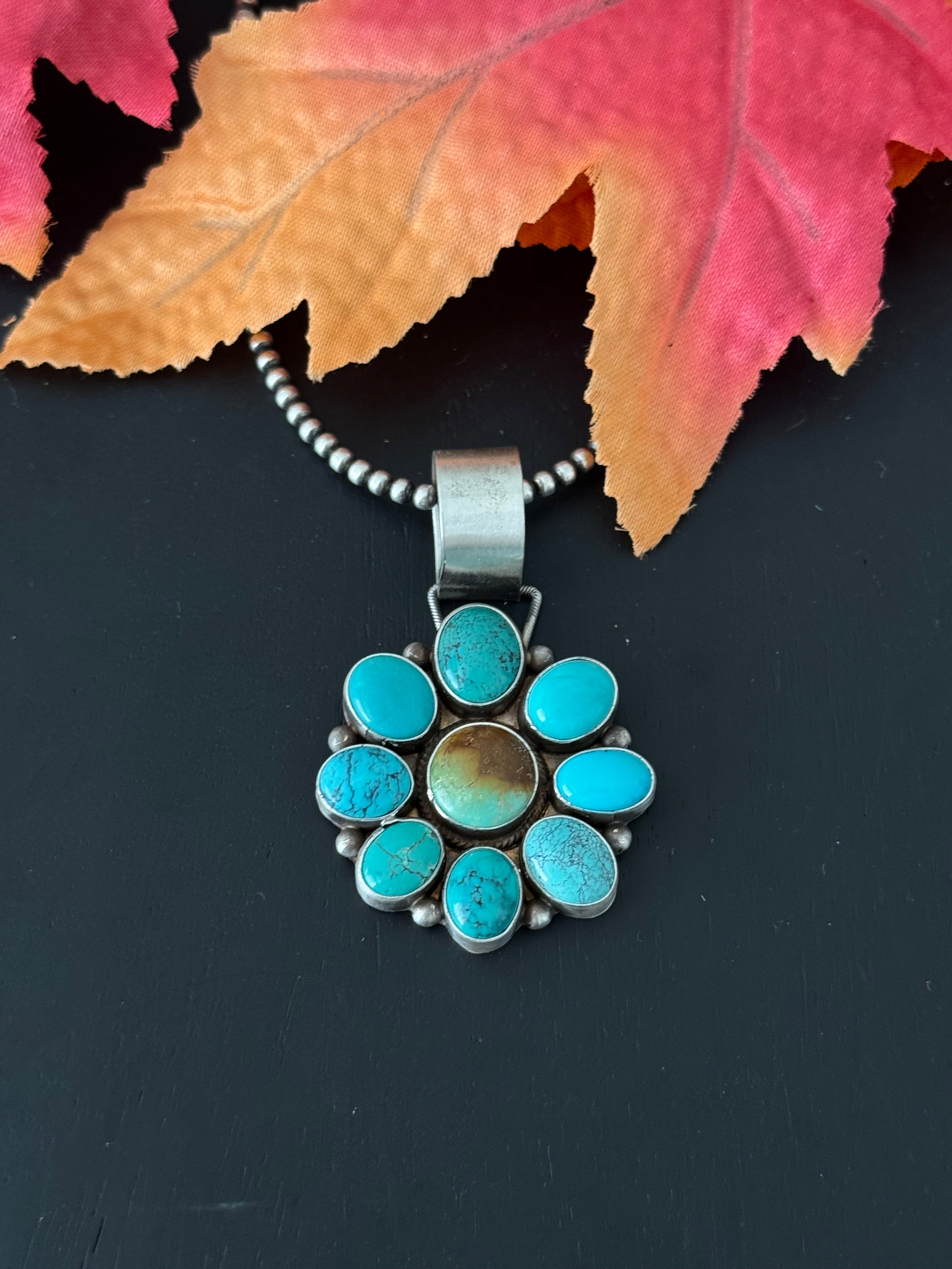 Timothy Yazzie Mixed Turquoise & Sterling Silver Pendant