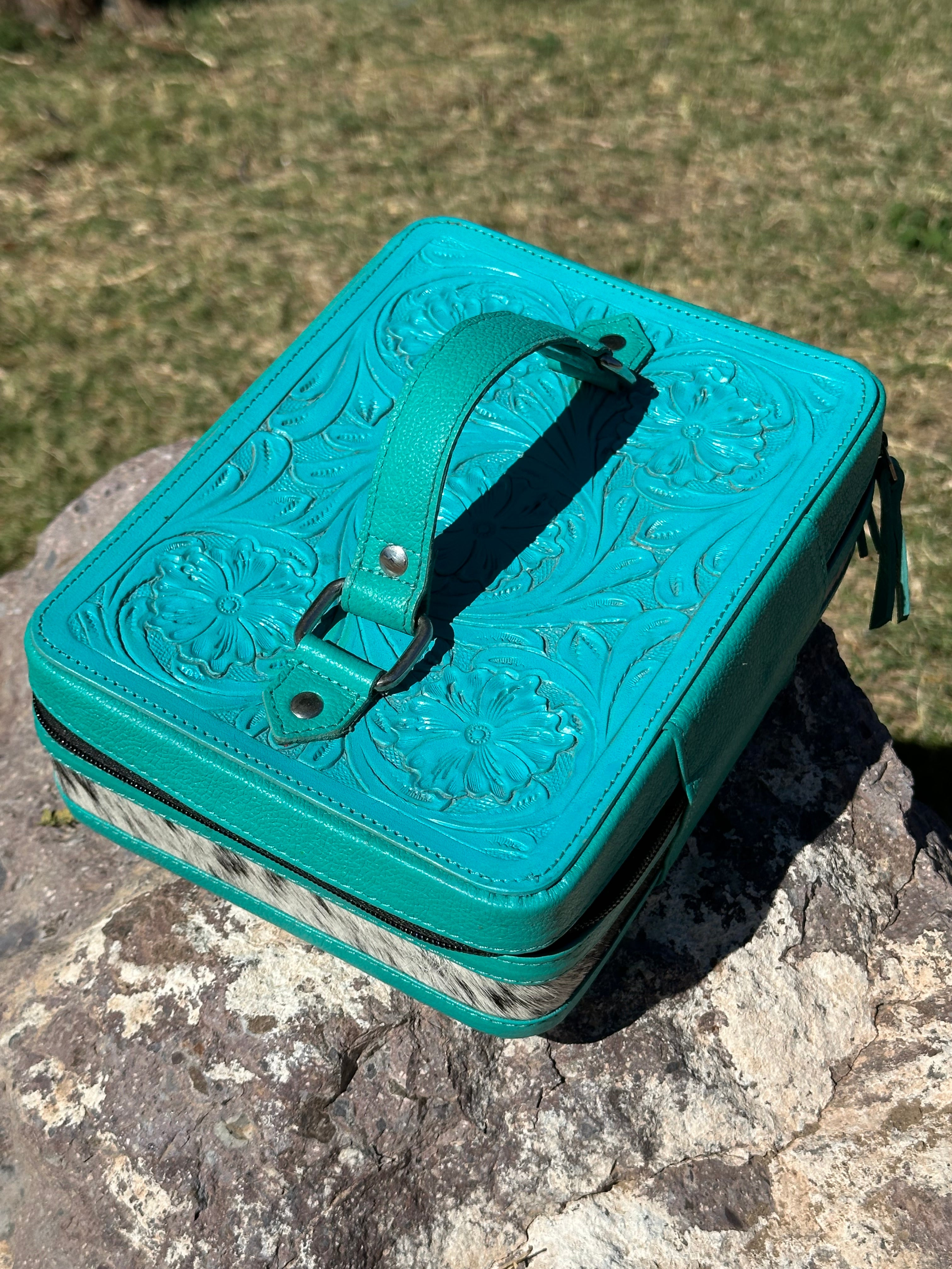 Genuine Tooled Leather & Cowhide Jewelry Box