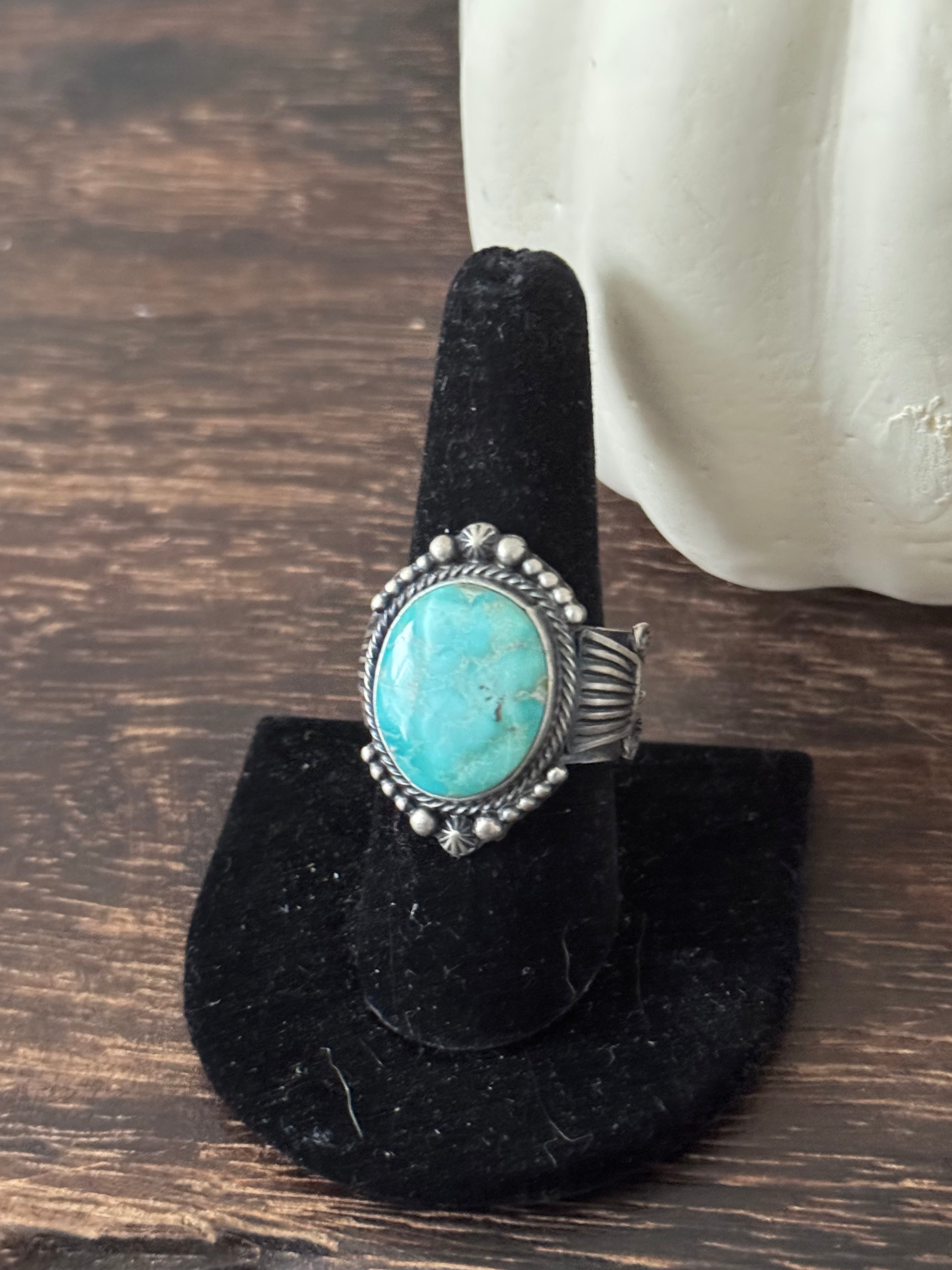 Sheila Tso Sonoran Mountain Turquoise Sterling Silver Ring Size 9