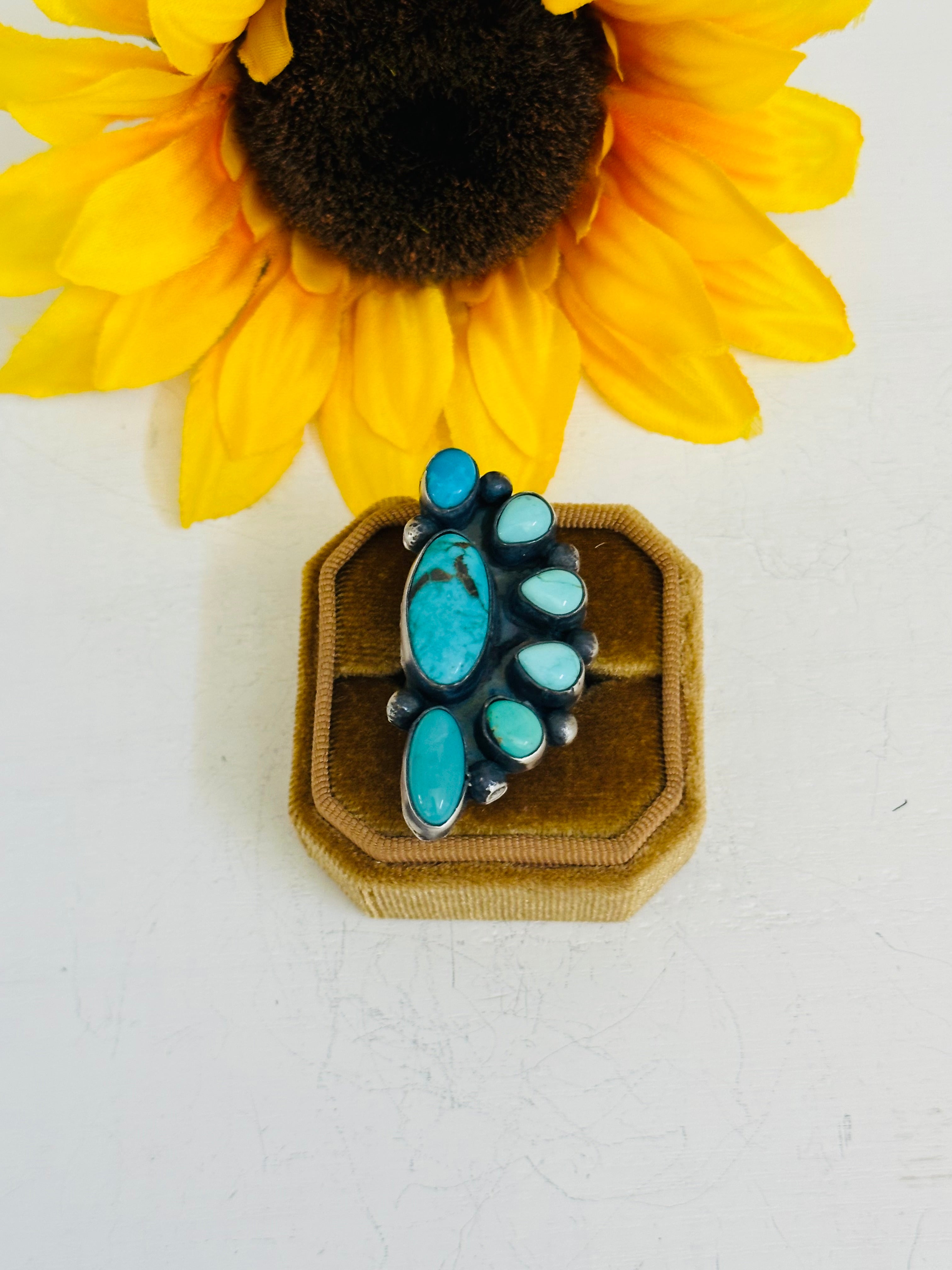 Navajo Made Royston Turquoise & Sterling Silver Adjustable Ring