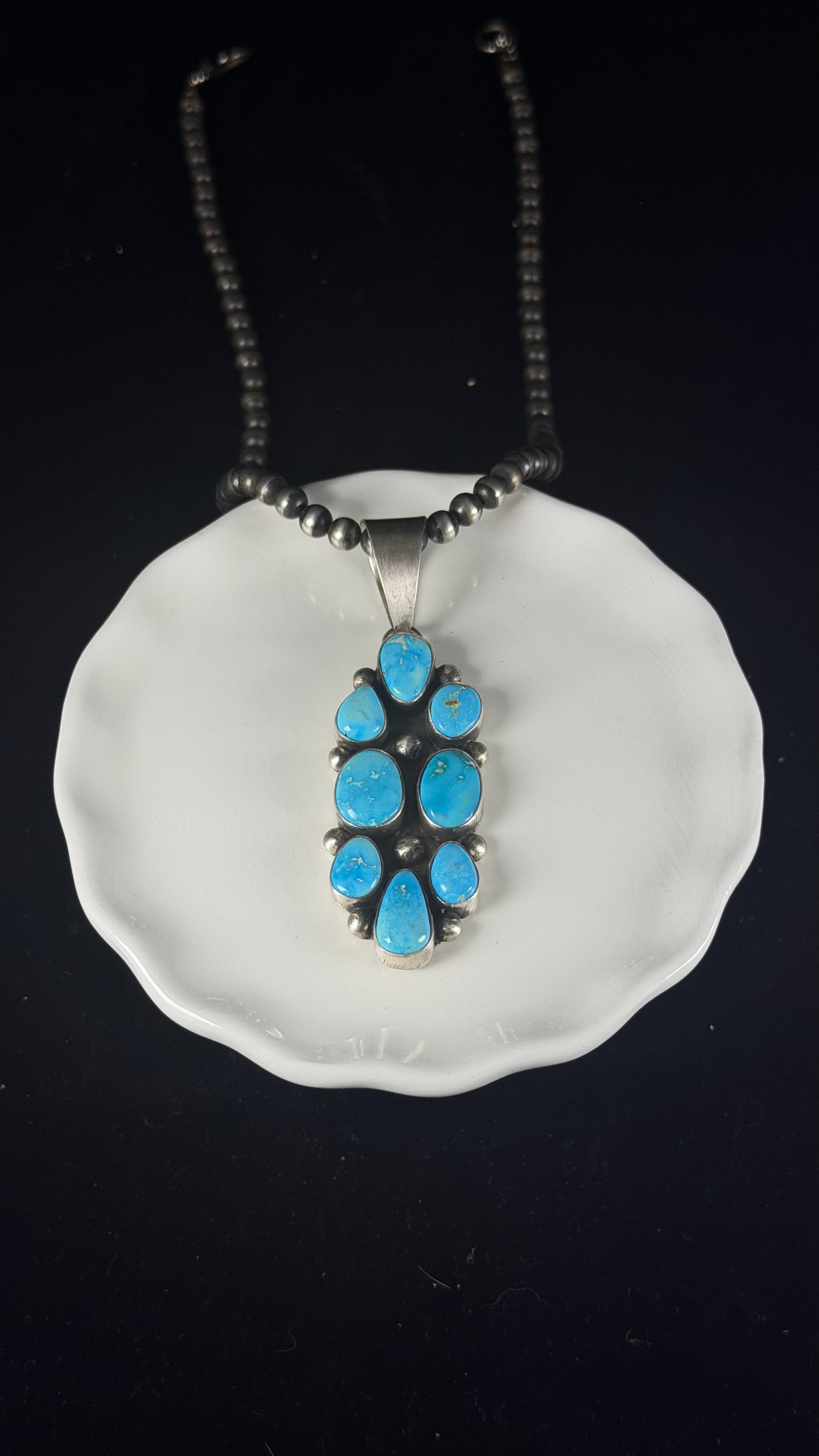Kathleen Livingston Blue Ridge Turquoise & Sterling Silver Cluster Pendant