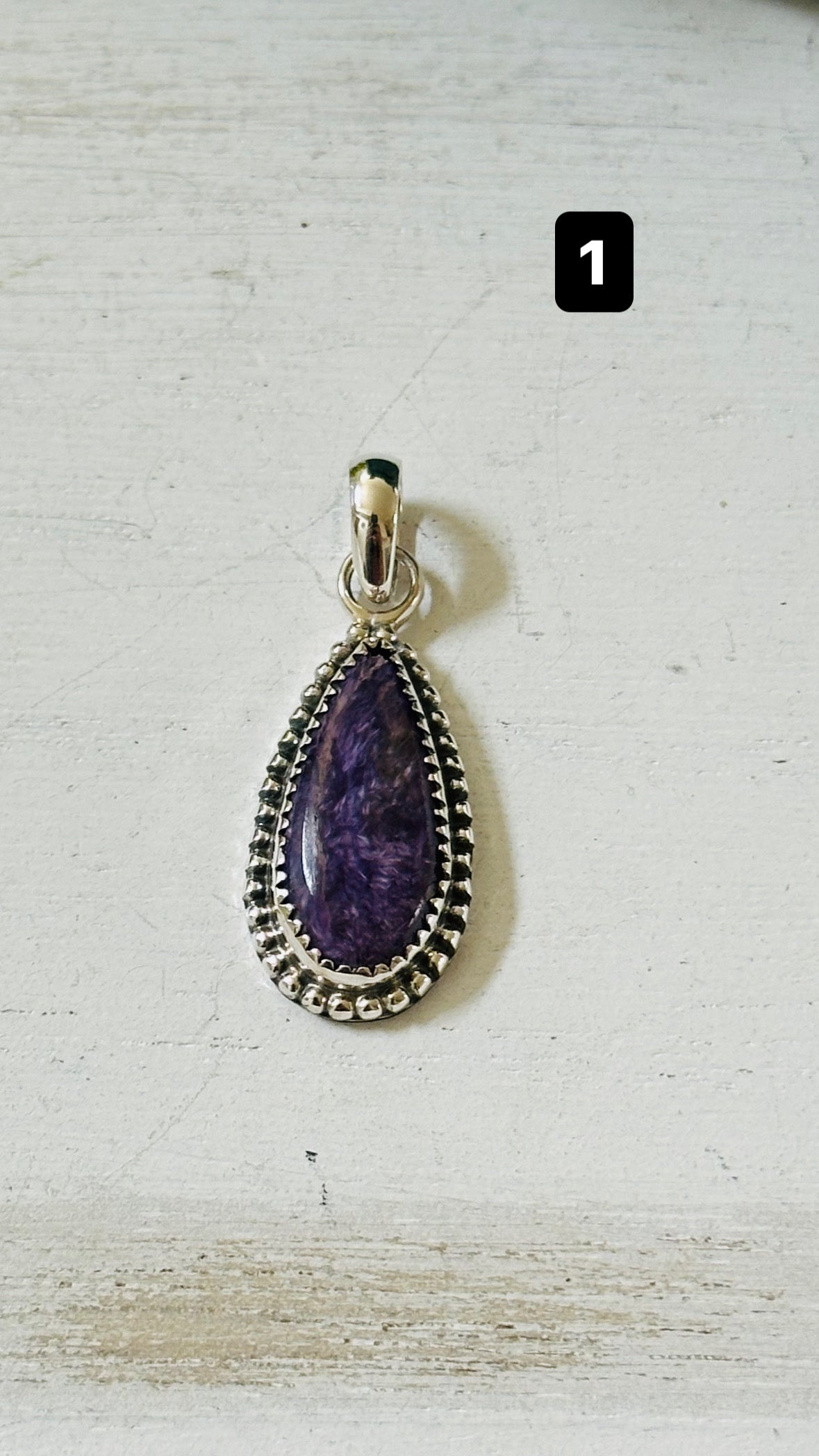 Southwest Handmade Charoite & Sterling Silver Pendant
