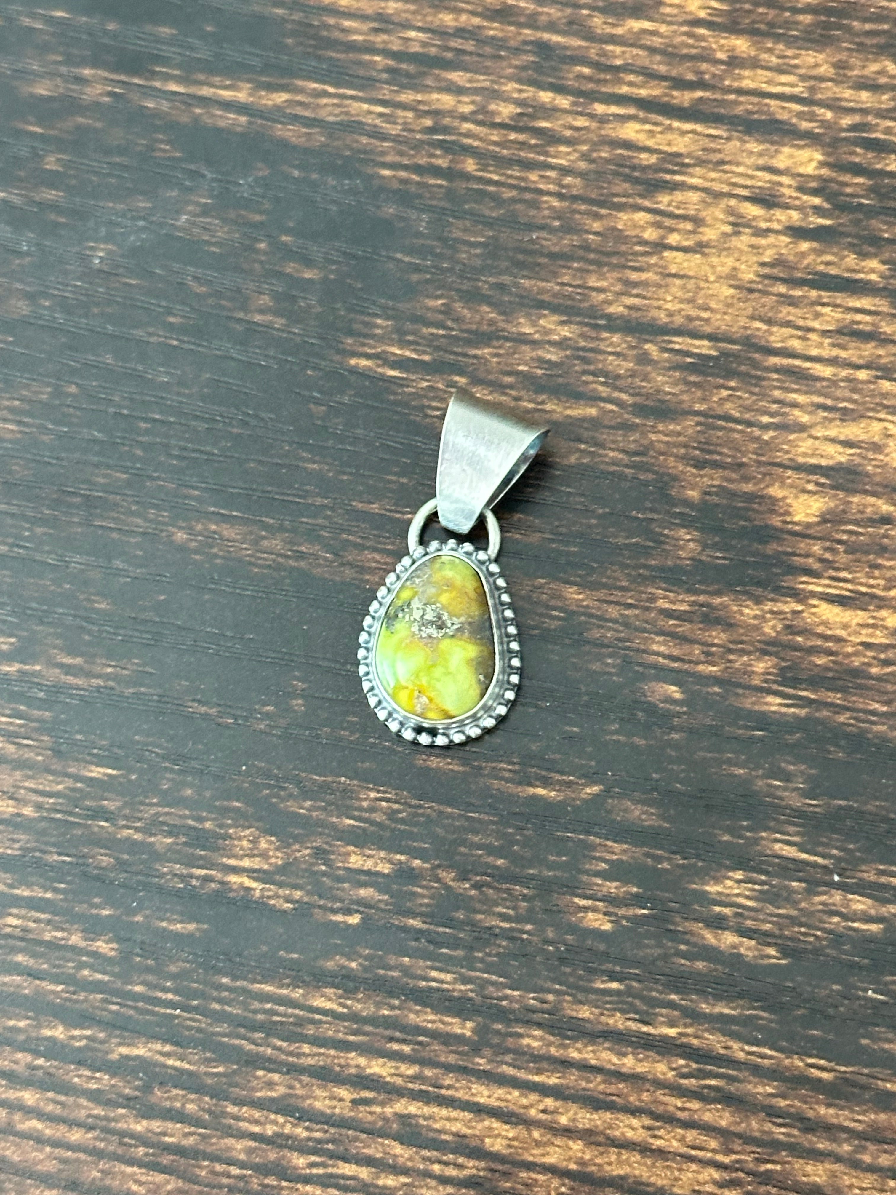 Navajo Palomino Variscite & Sterling Silver Pendant